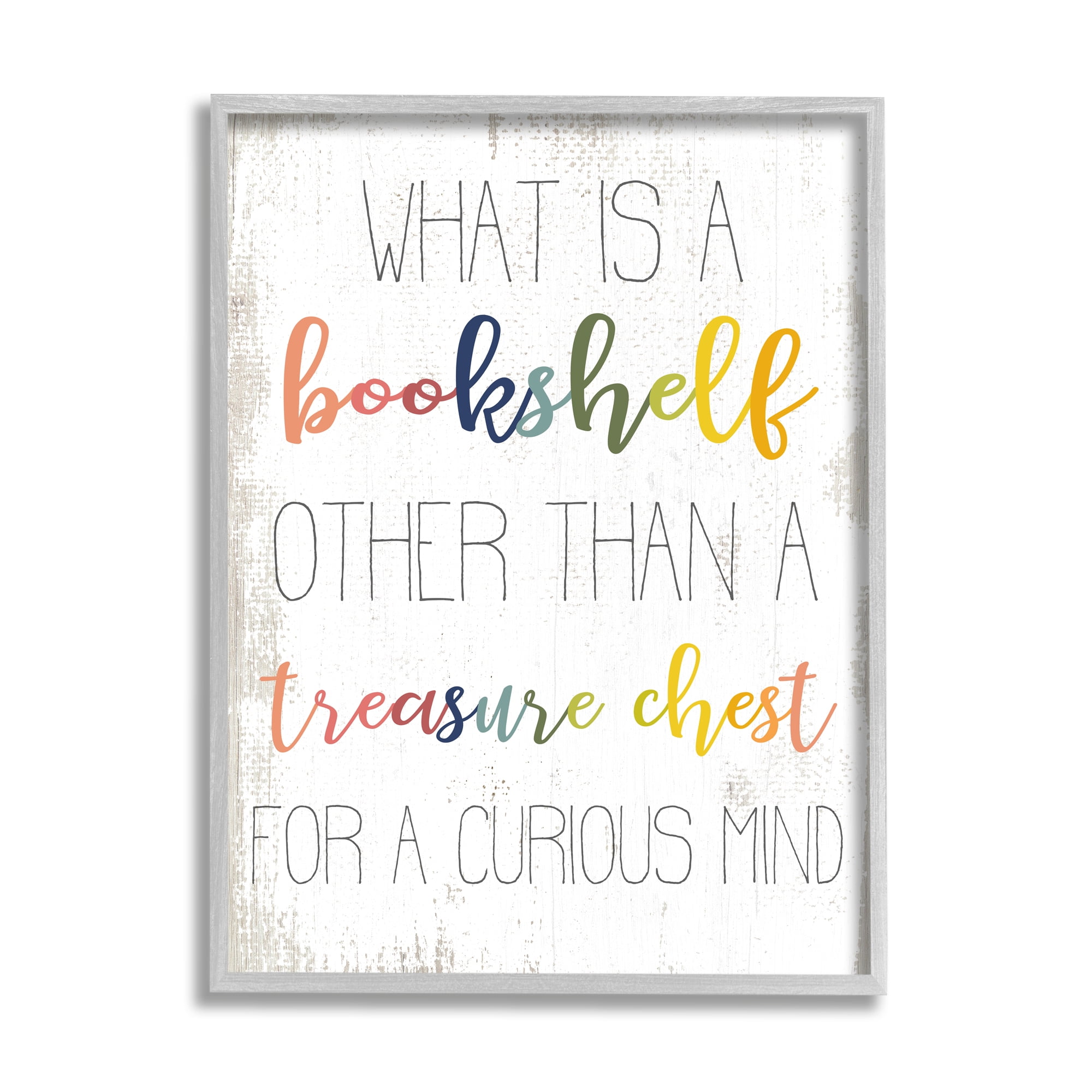 Stupell Industries Bookshelf Treasure Chest Rainbow Word Design, 24 x 30,Design by Daphne Polselli