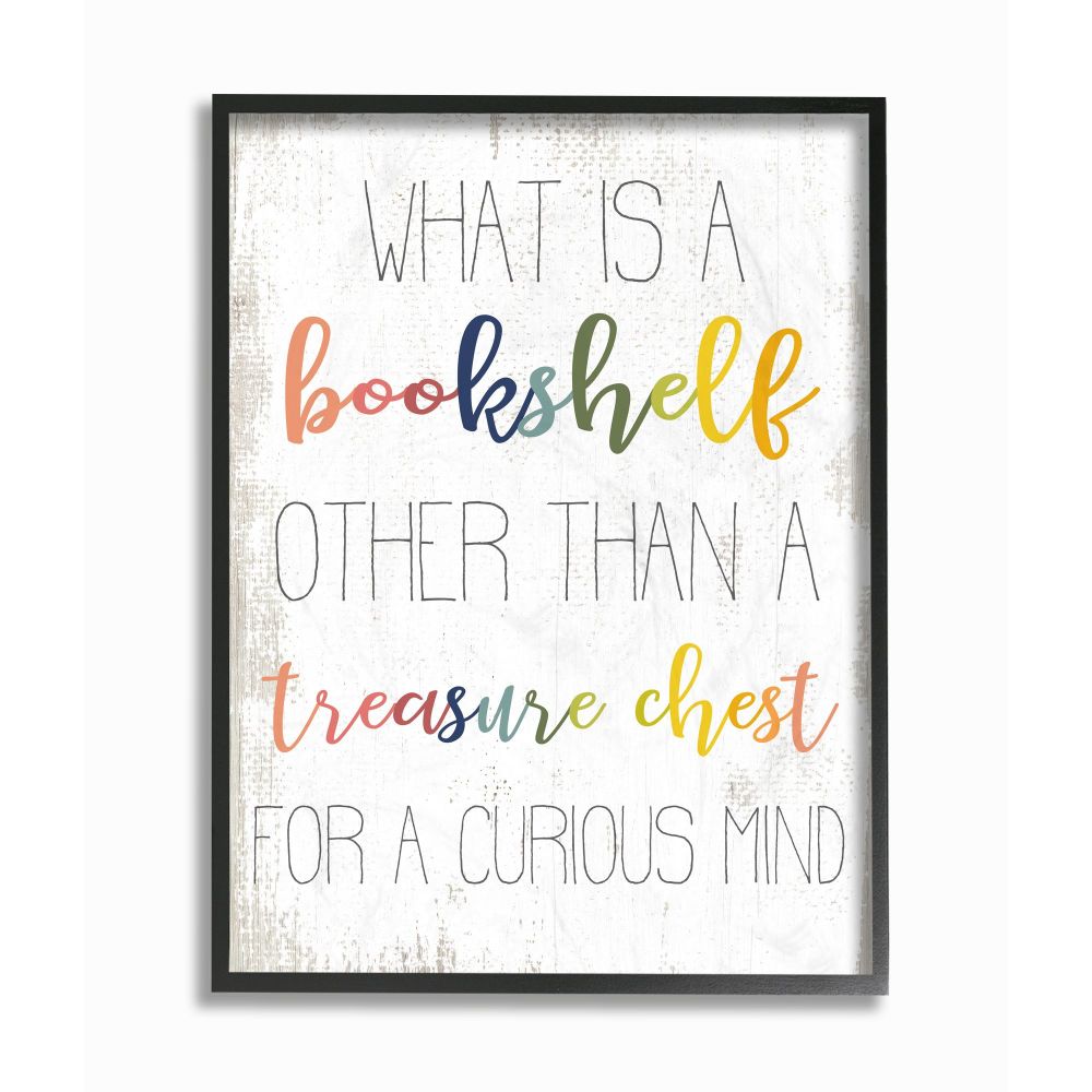 Stupell Industries Bookshelf Treasure Chest Rainbow Word Design Framed Wall Art by Daphne Polselli
