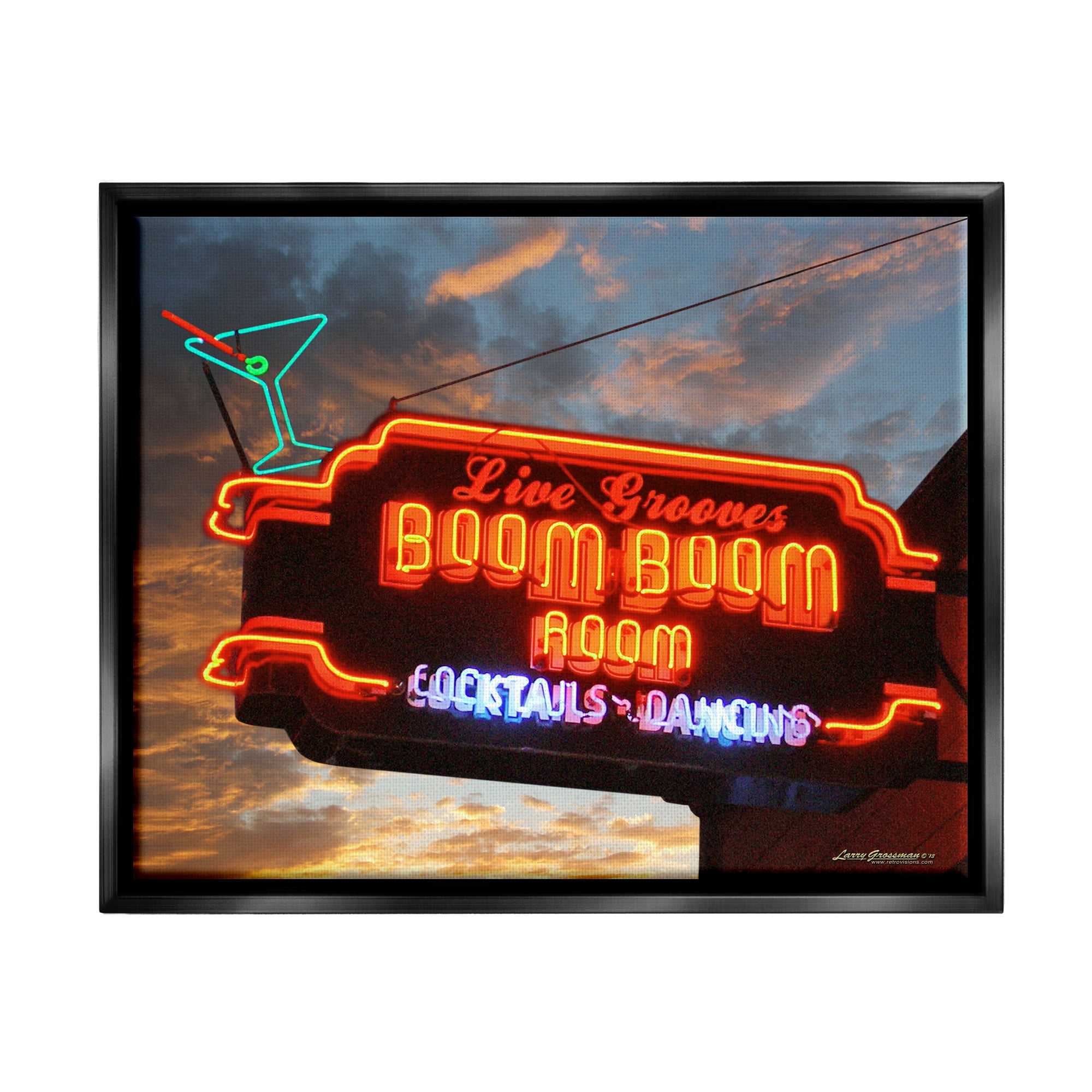 Stupell Industries Boom Room Cocktail Bar Food & Beverage Photography Black Floater Framed Canvas Art Print Wall Art, 21 x 17