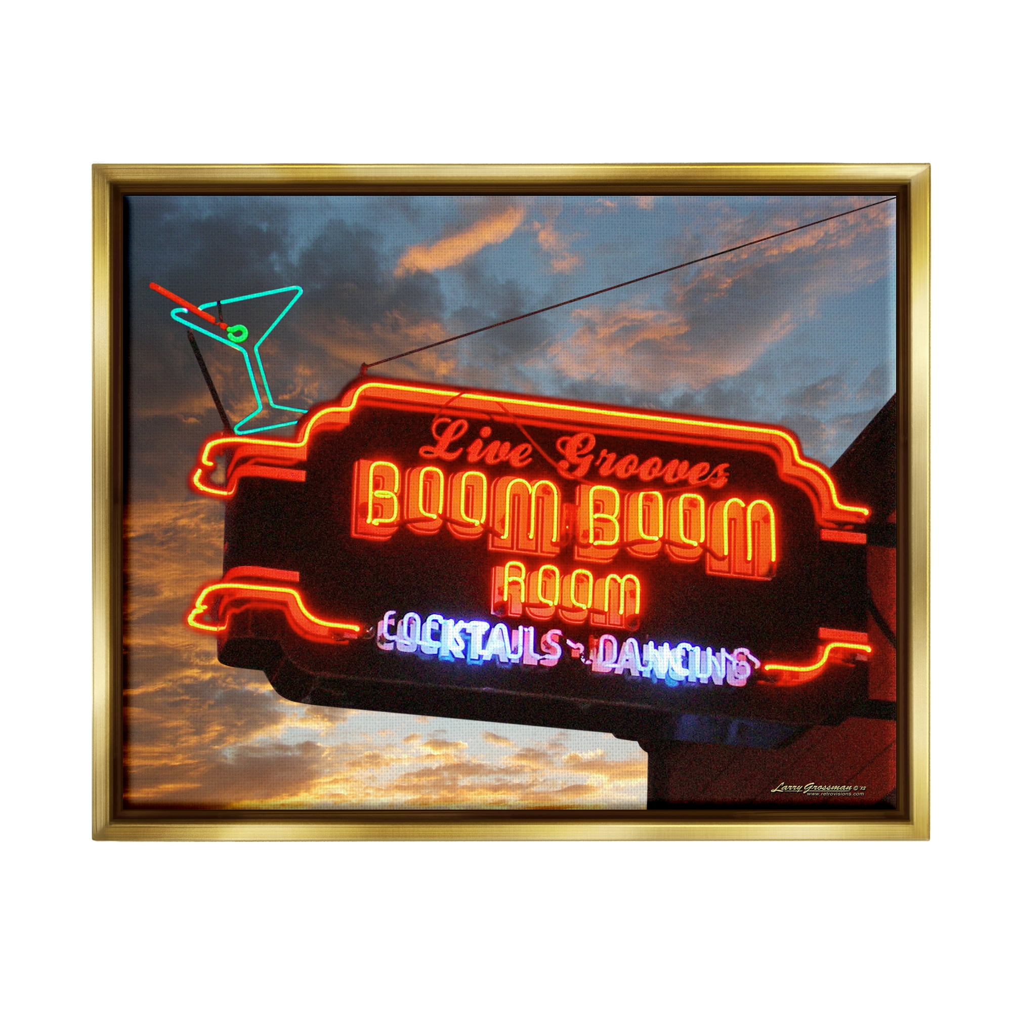 Stupell Industries Boom Room Cocktail Bar Food & Beverage Photography Gold Floater Framed Canvas Art Print Wall Art, 21 x 17