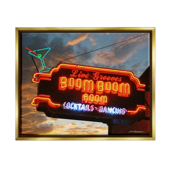 Stupell Industries Boom Room Cocktail Bar Food & Beverage Photography Gold Floater Framed Canvas Art Print Wall Art, 31 x 25