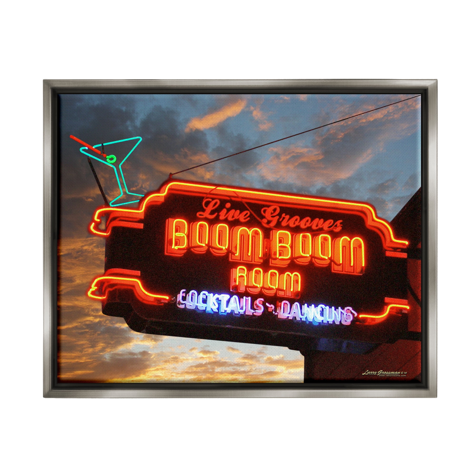 Stupell Industries Boom Room Cocktail Bar Food & Beverage Photography Gray Floater Framed Canvas Art Print Wall Art, 31 x 25