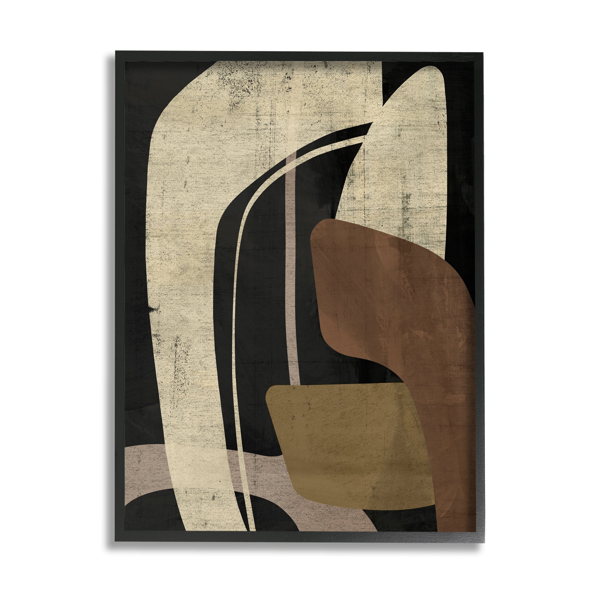 Stupell Industries Boomerang Shape Abstraction Abstract Painting Black Framed Art Print Wall Art, 11 x 14