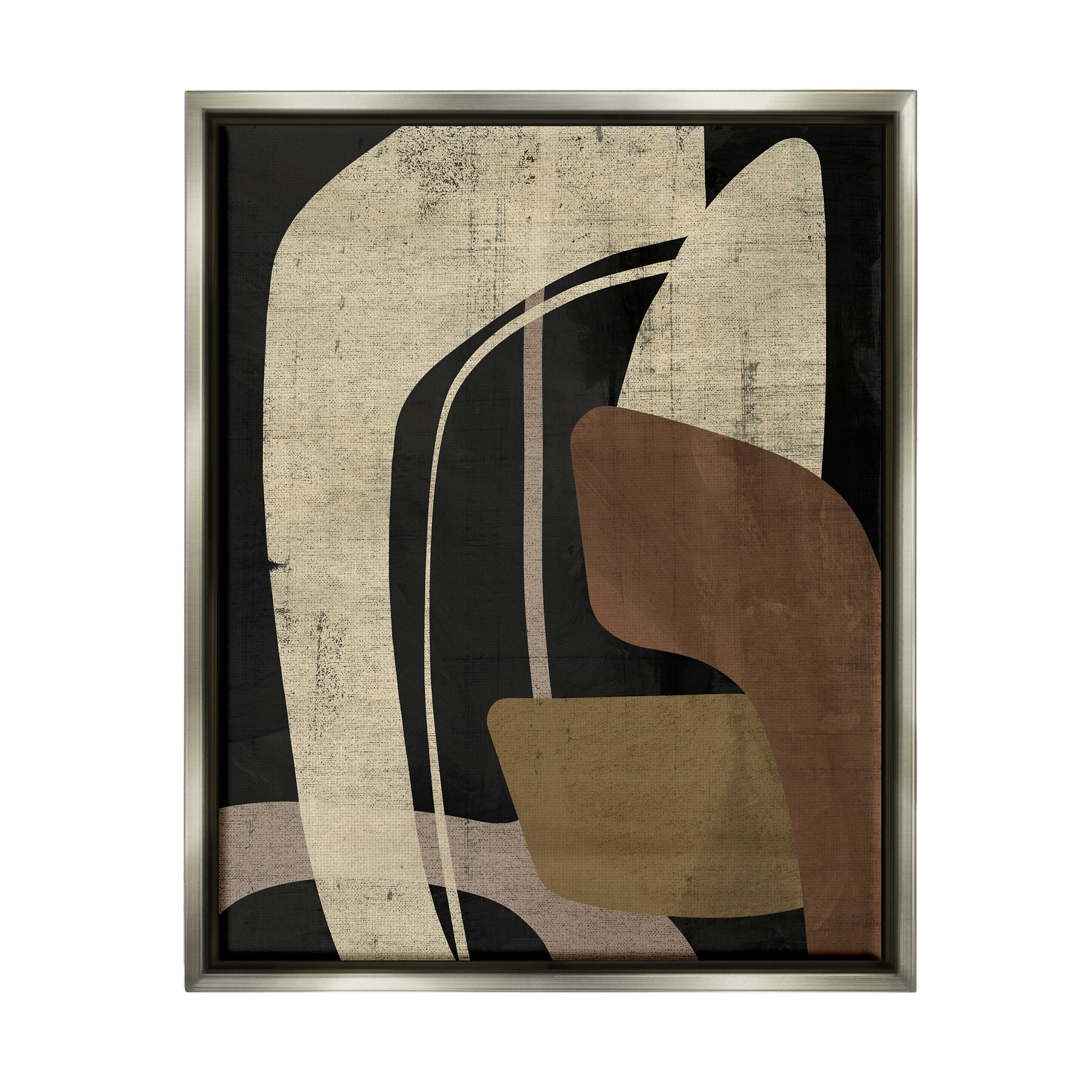 Stupell Industries Boomerang Shape Abstraction Abstract Painting Gray Floater Framed Canvas Art Print Wall Art, 25 x 31
