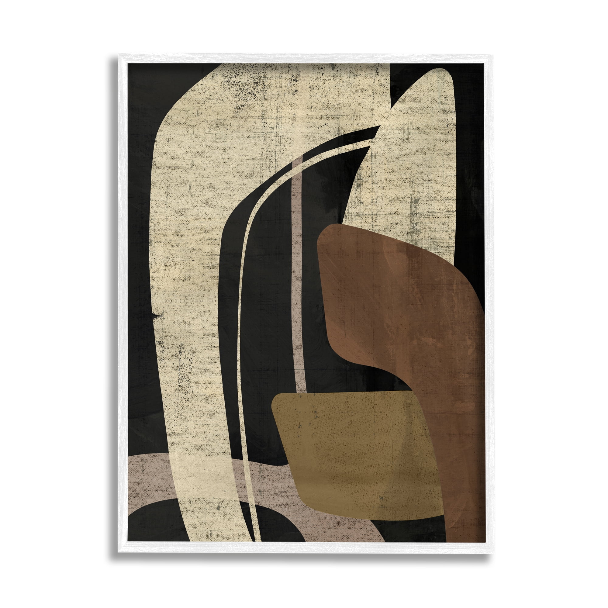 Stupell Industries Boomerang Shape Abstraction Abstract Painting White Framed Art Print Wall Art, 16 x 20