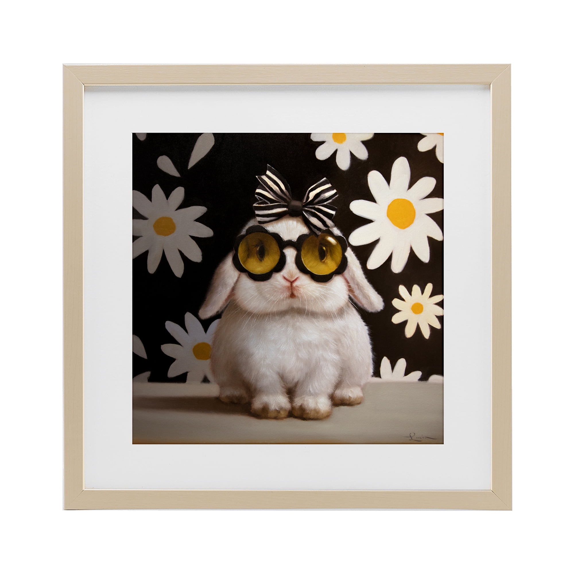Stupell Industries Boopsie Daisy Bunny Birch Framed Print Under Glass, design by Lucia Heffernan