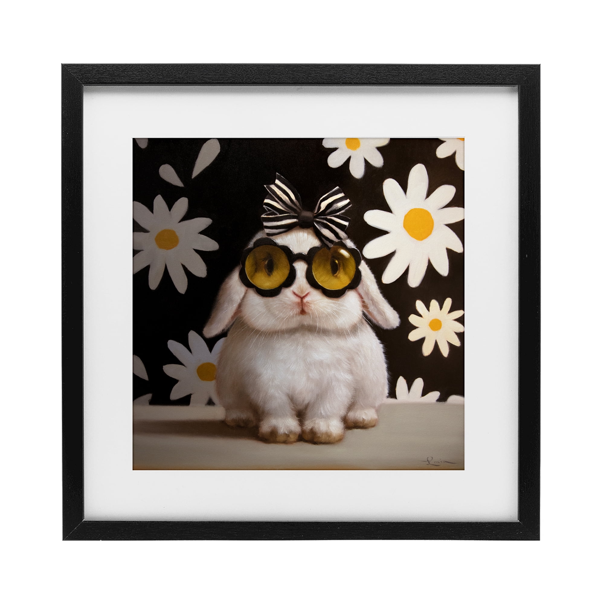 Stupell Industries Boopsie Daisy Bunny Black Framed Print Under Glass, design by Lucia Heffernan