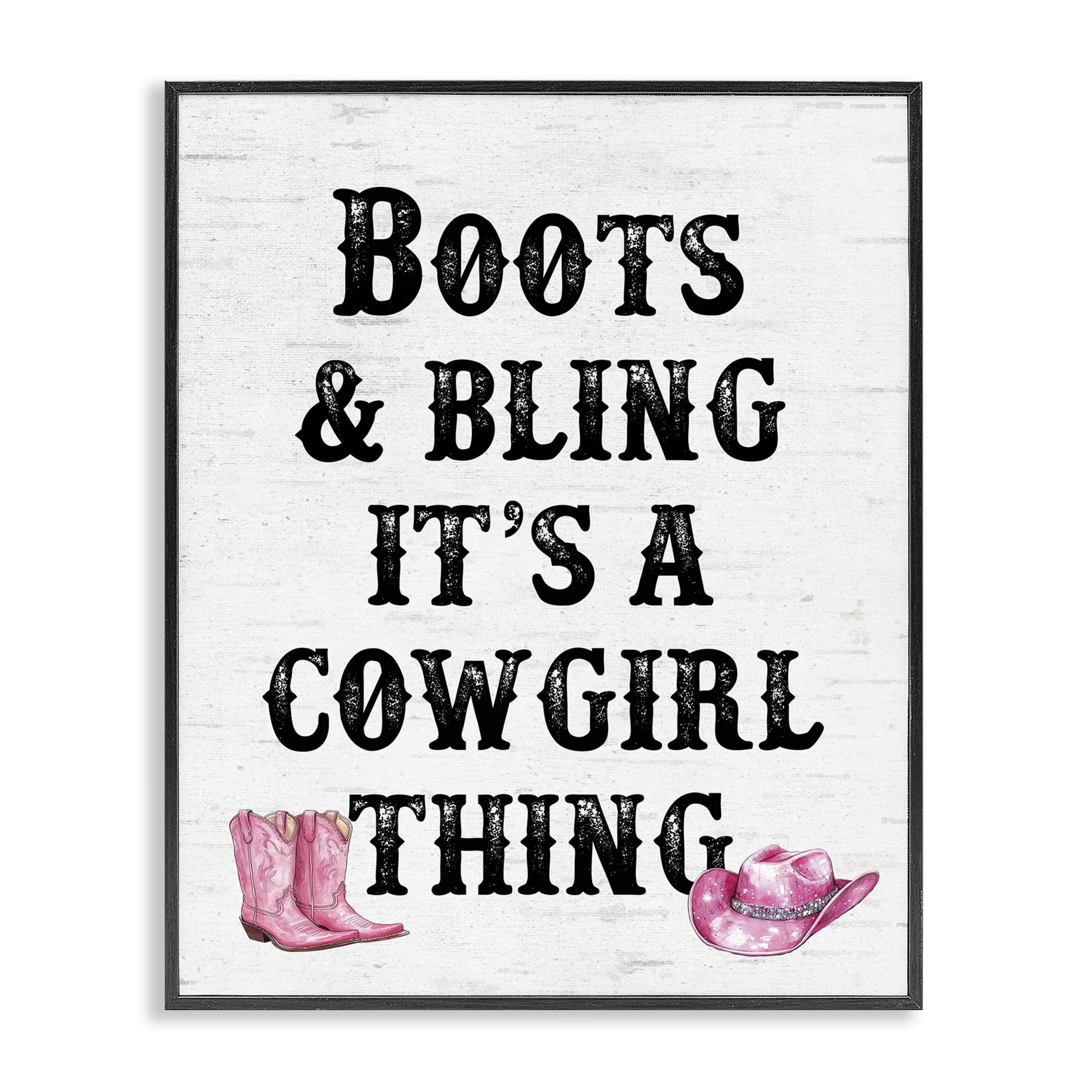 Stupell Industries Boots & Bling Cowgirl Thing Fashion Painting Black Framed Art Print Wall Art, 16 x 20