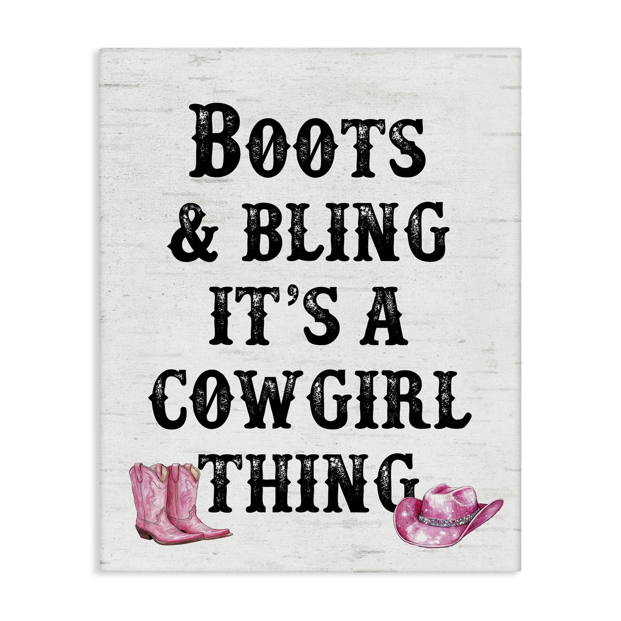 Stupell Industries Boots & Bling Cowgirl Thing Fashion Painting Wrapped Canvas Art Print Wall Art, 24 x 30