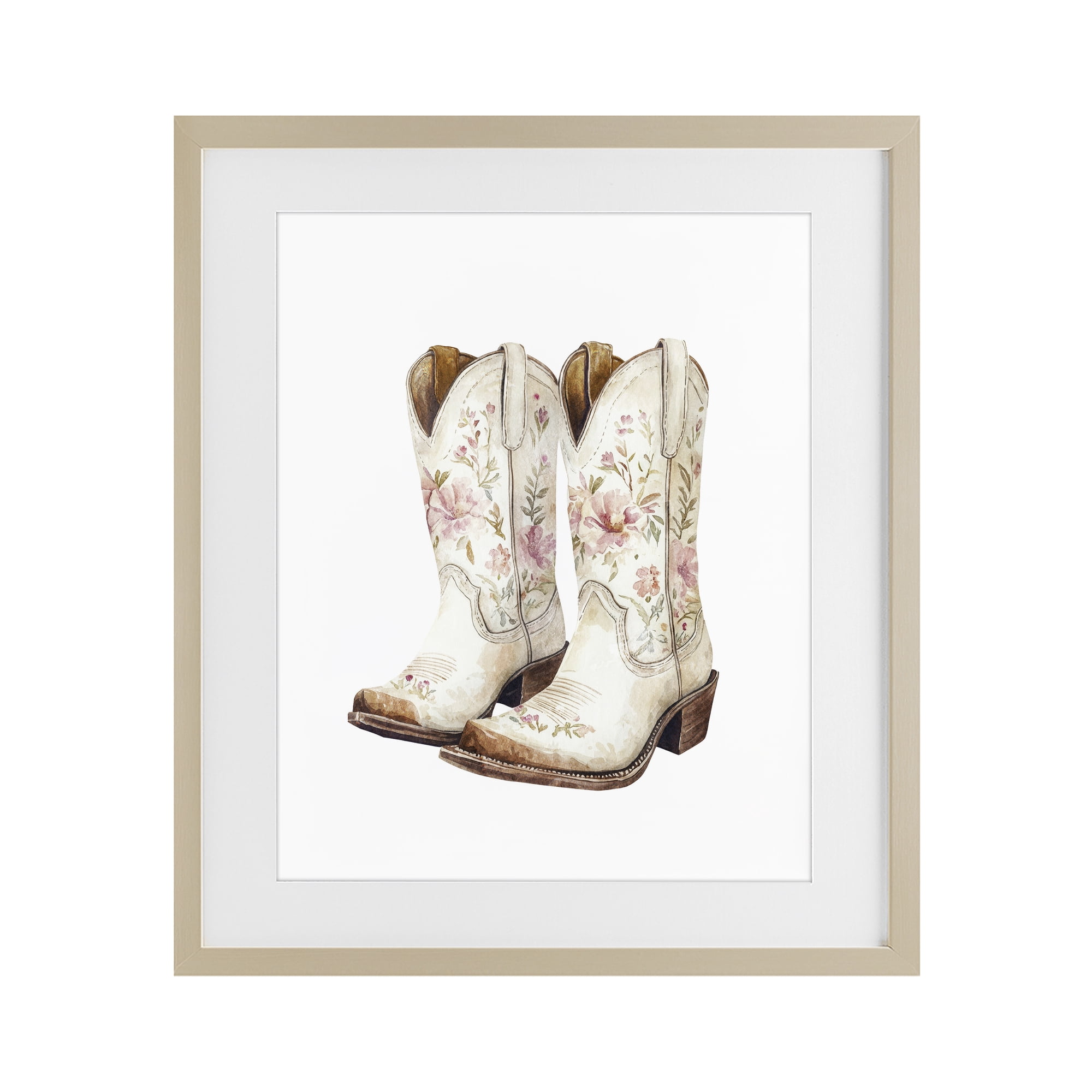 Stupell Industries Boots in Bloom Birch Framed Print Under Glass, design by Svetlana Aleynikova