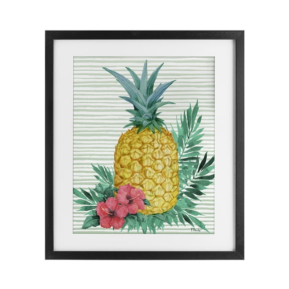 Stupell Industries Bora Bora Pineapple Black Framed Print Under Glass design by Paul Brent, 16 x 13