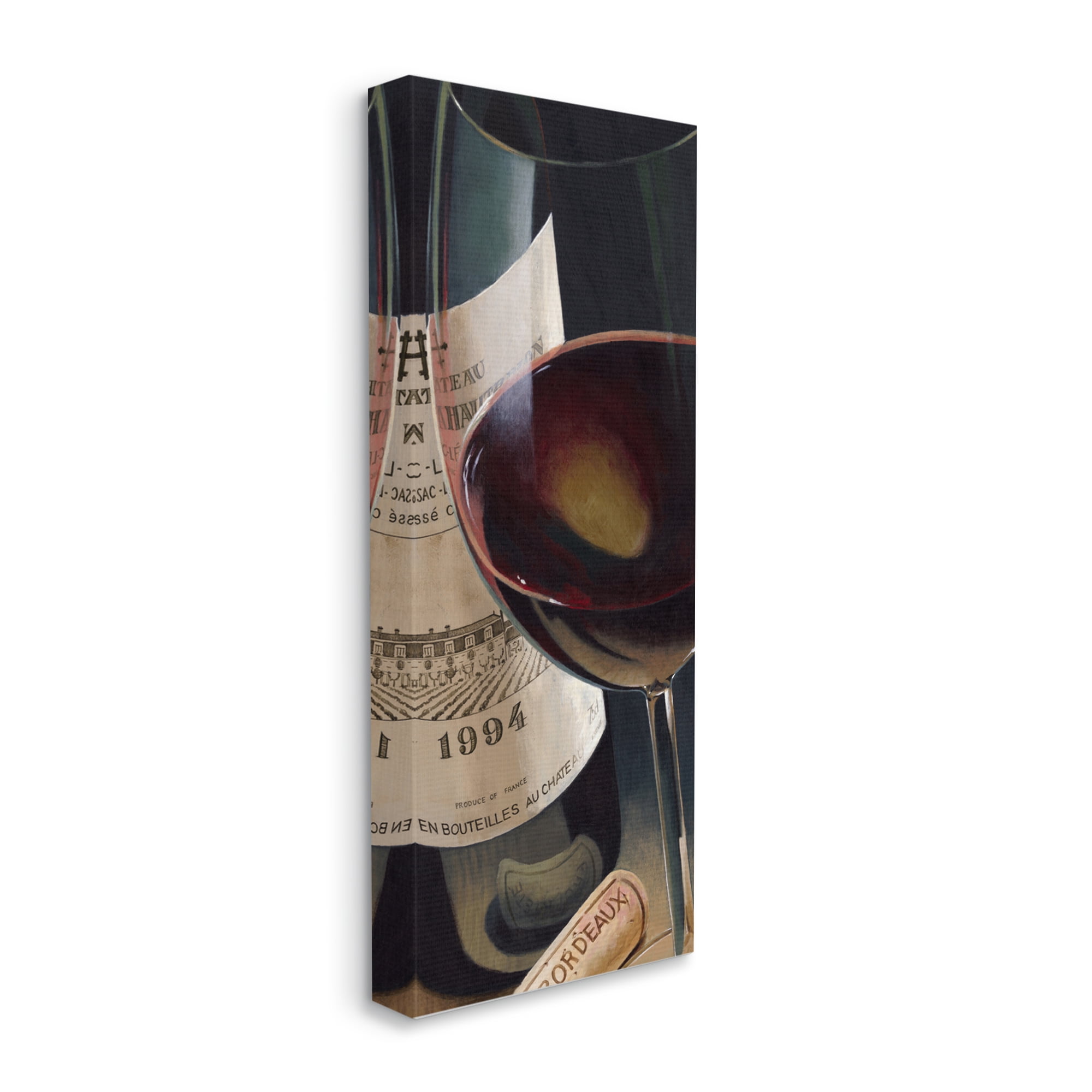 Stupell Industries Bordeaux Wine Glass Red Bottle Hyper Realistic Painting Canvas Wall Art by Stefano Ferreri
