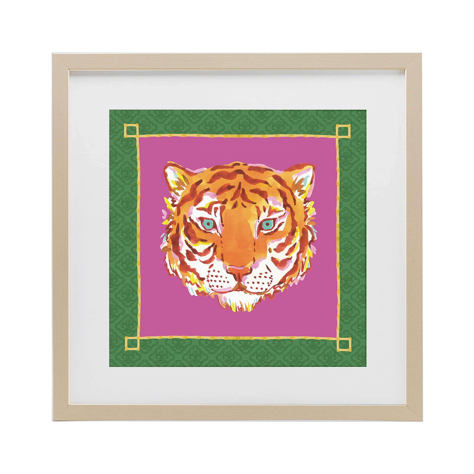 Stupell Industries Bordered Exotic Tiger Portrait Birch Framed Print Under Glass, design by Karolina Sato