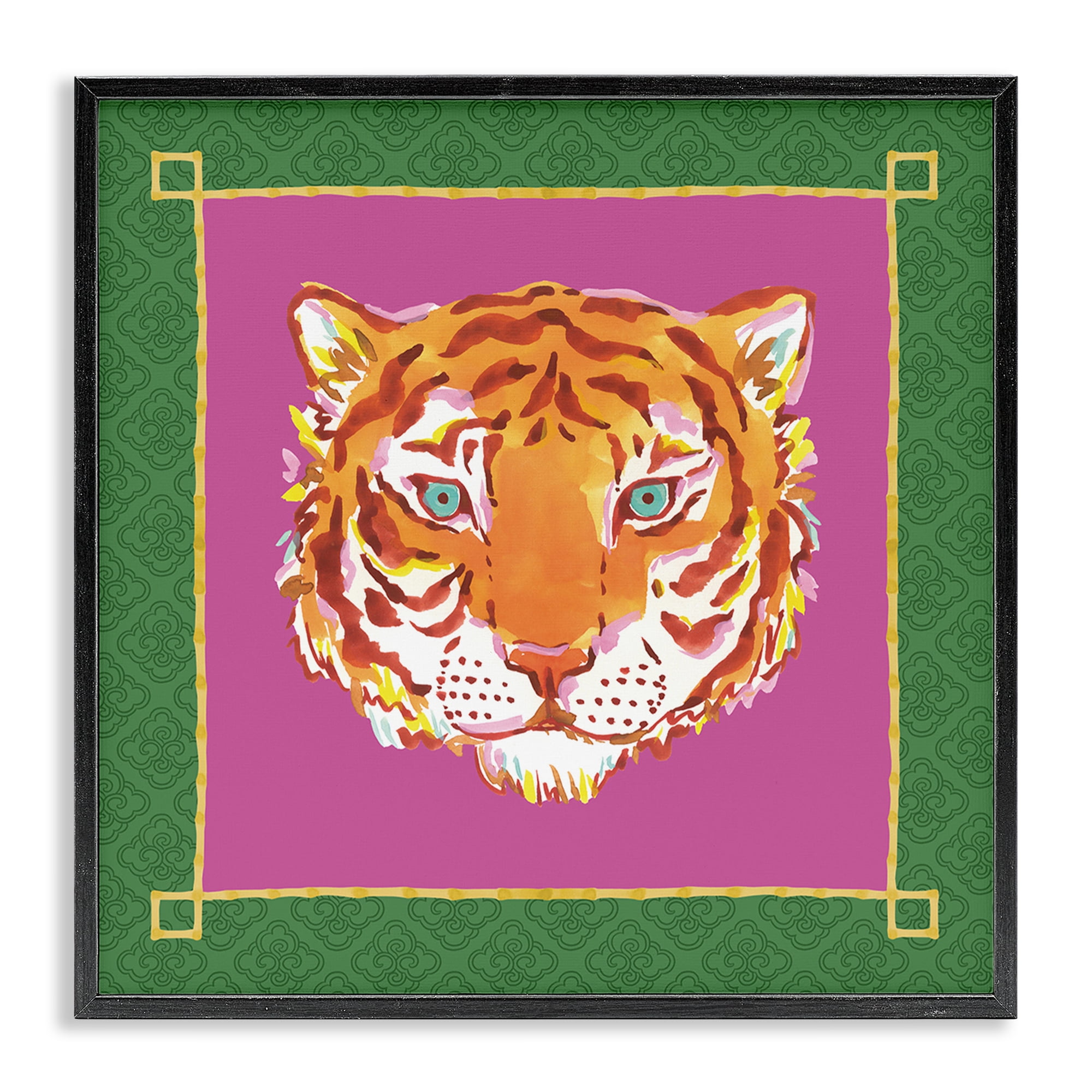 Stupell Industries Bordered Exotic Tiger Portrait Black Framed Giclee Art, design by Karolina Sato