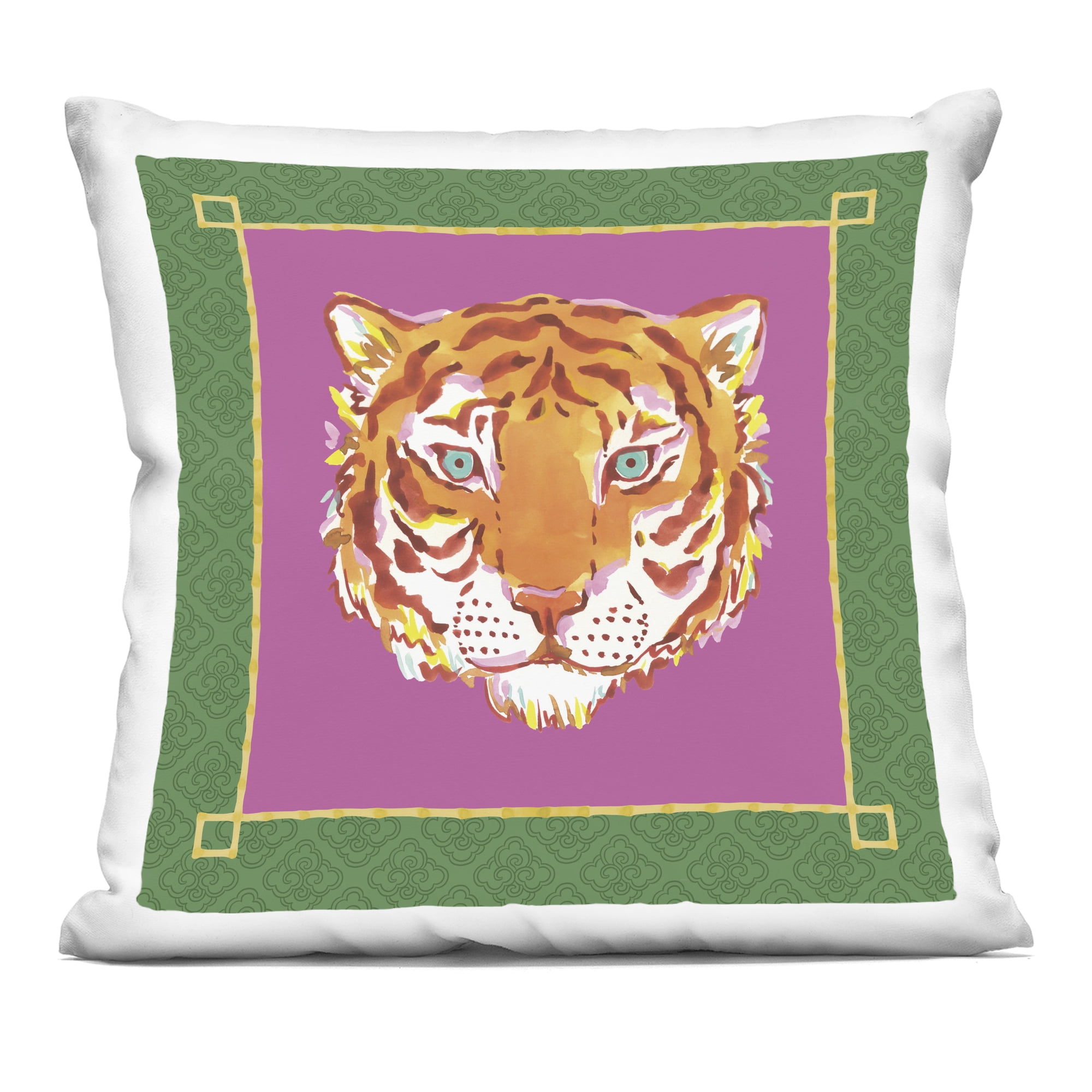 Stupell Industries Bordered Exotic Tiger Portrait Decorative Printed Throw Pillow, design by Karolina Sato, 18 x 7 x 18