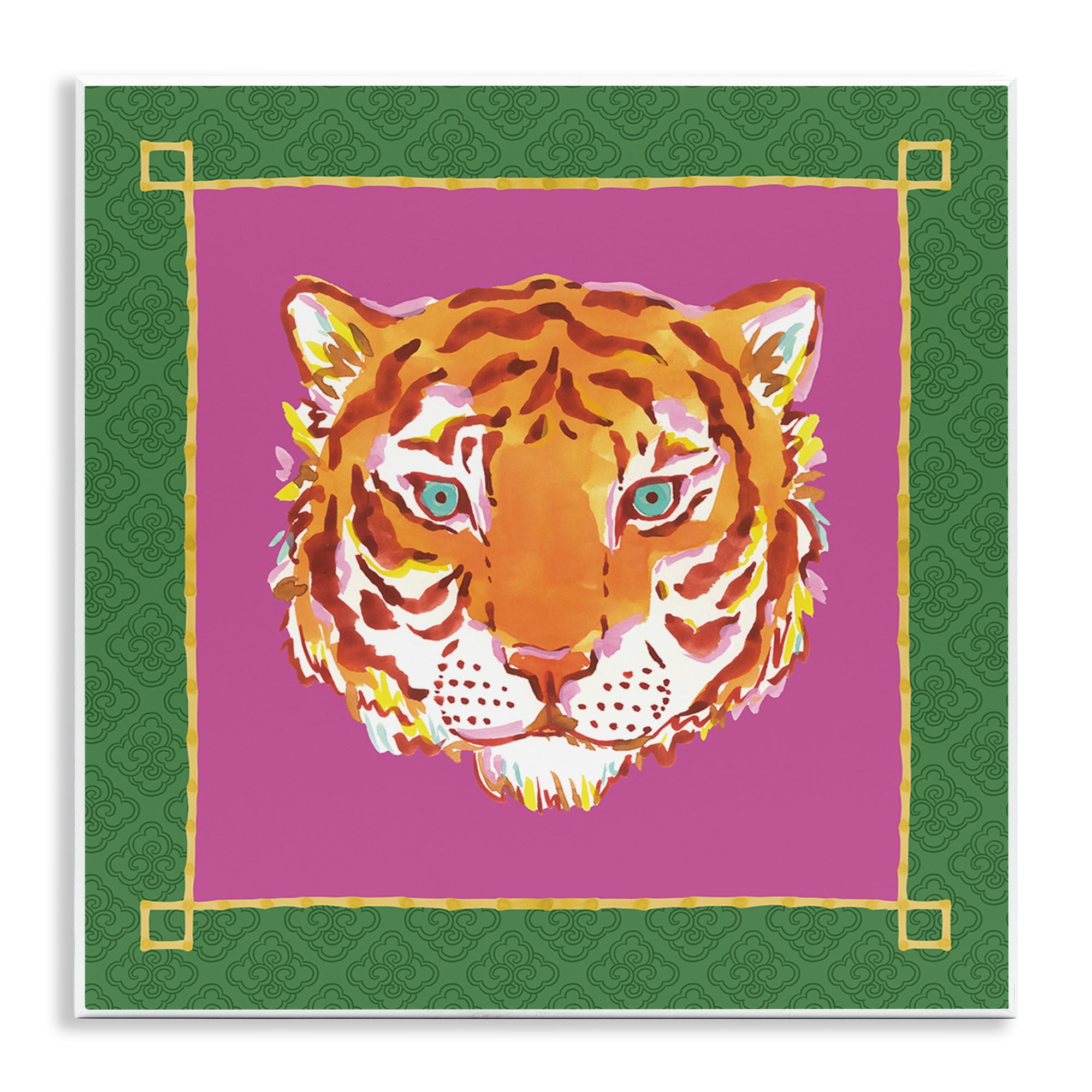 Stupell Industries Bordered Exotic Tiger Portrait Wall Plaque Art, design by Karolina Sato