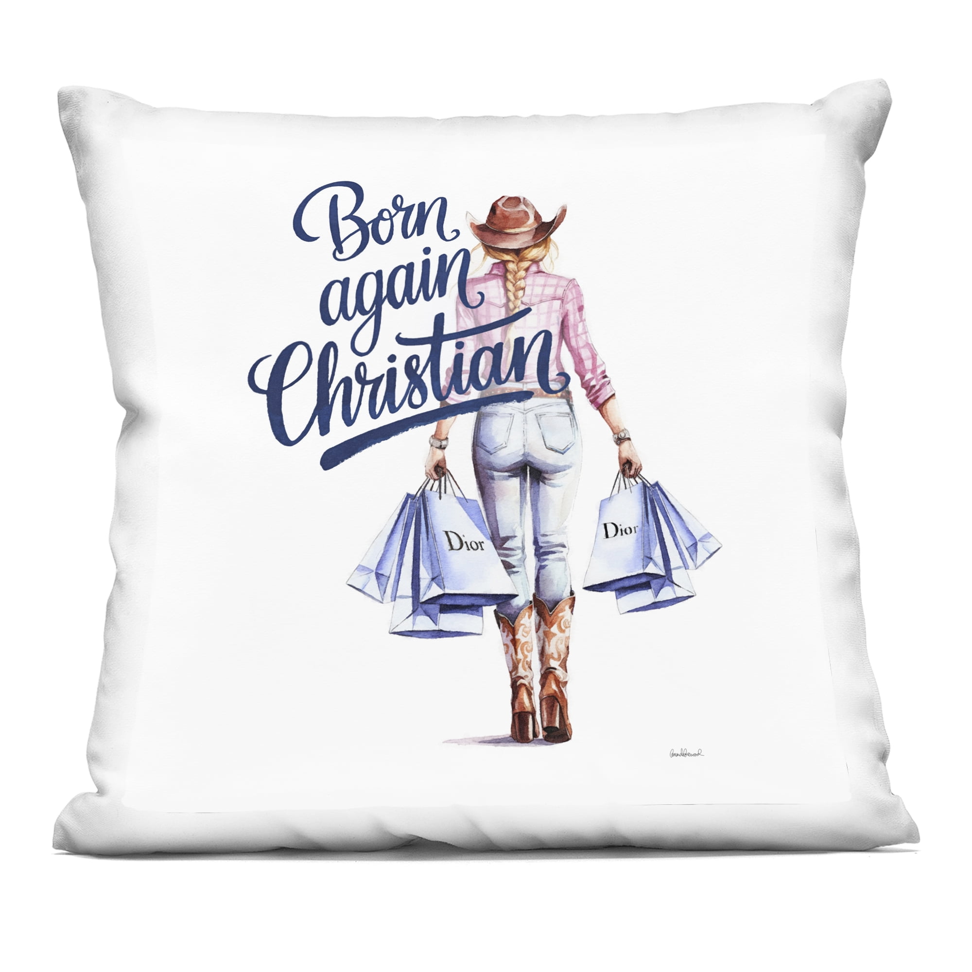 Stupell Industries Born Again Christian Cowgirl Decorative Printed Throw Pillow, design by Amanda Greenwood, 18 x 7 x 18