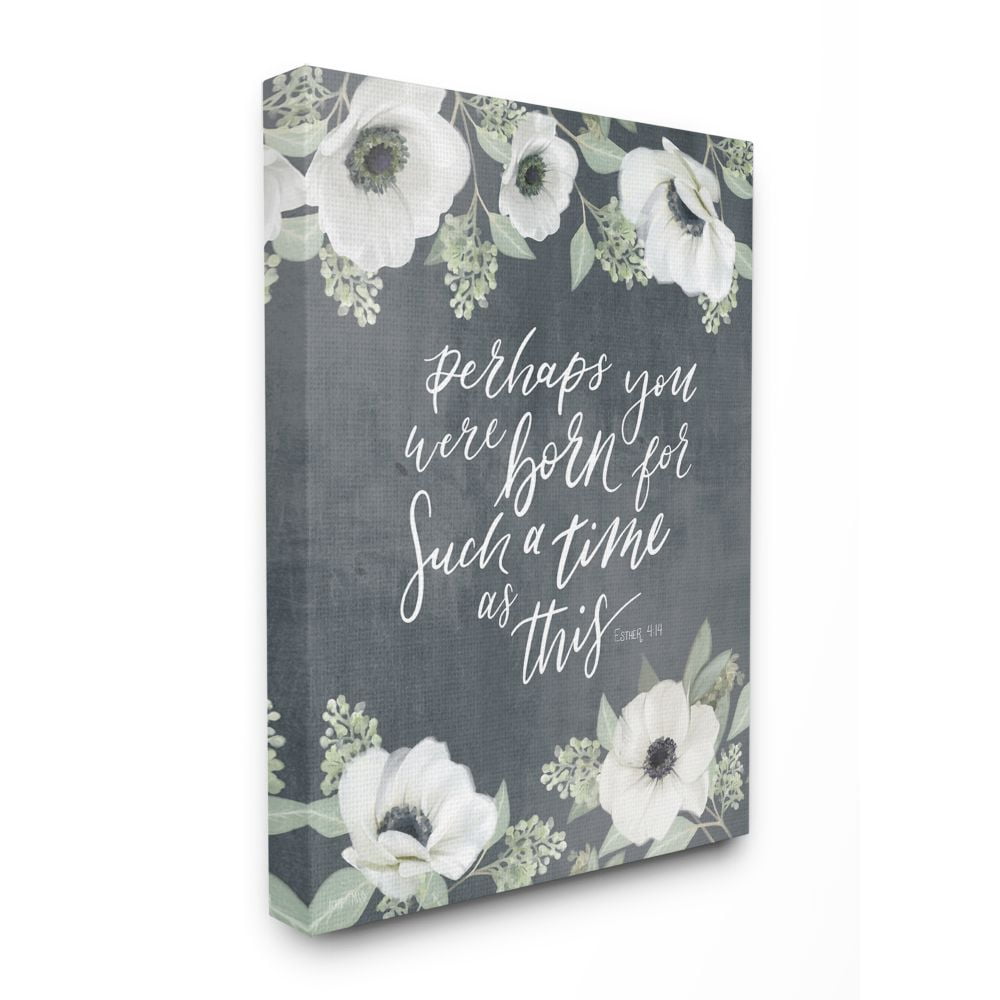 Stupell Industries Born For Such A Time As This Spiritual Floral Proverb Canvas Wall Art Design by House Fenway, 24" x 30"