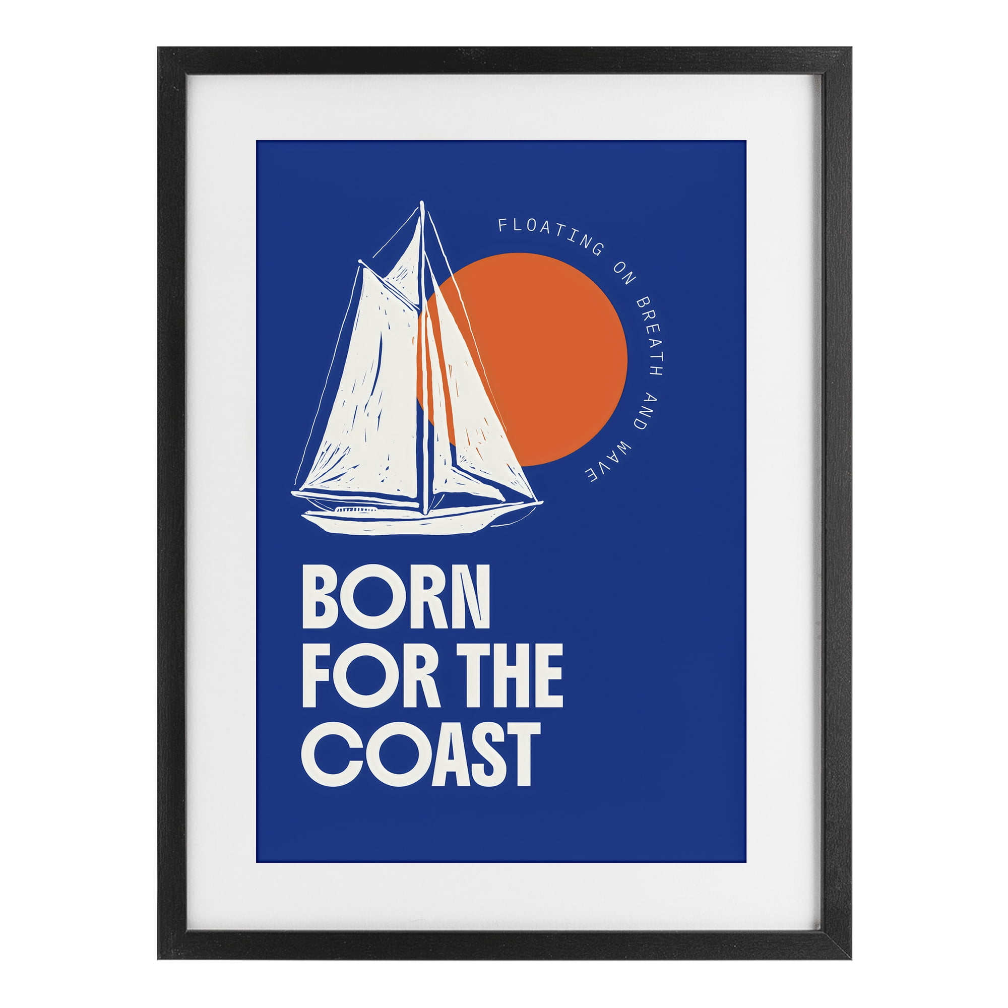 Stupell Industries Born For The Coast Black Framed Print Under Glass, design by Creative Studio