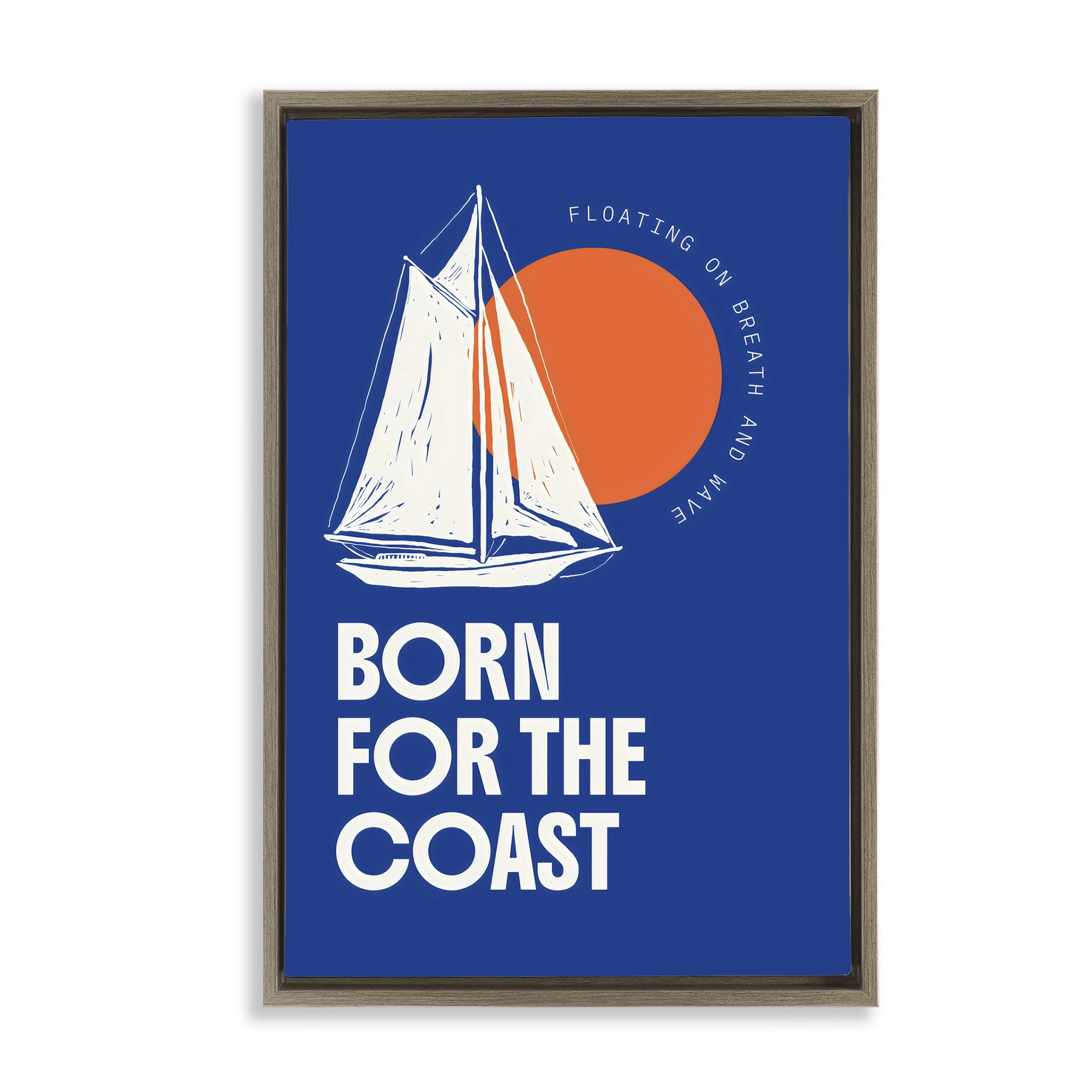 Stupell Industries Born For The Coast Brown Framed Floater Canvas Wall Art, design by Creative Studio