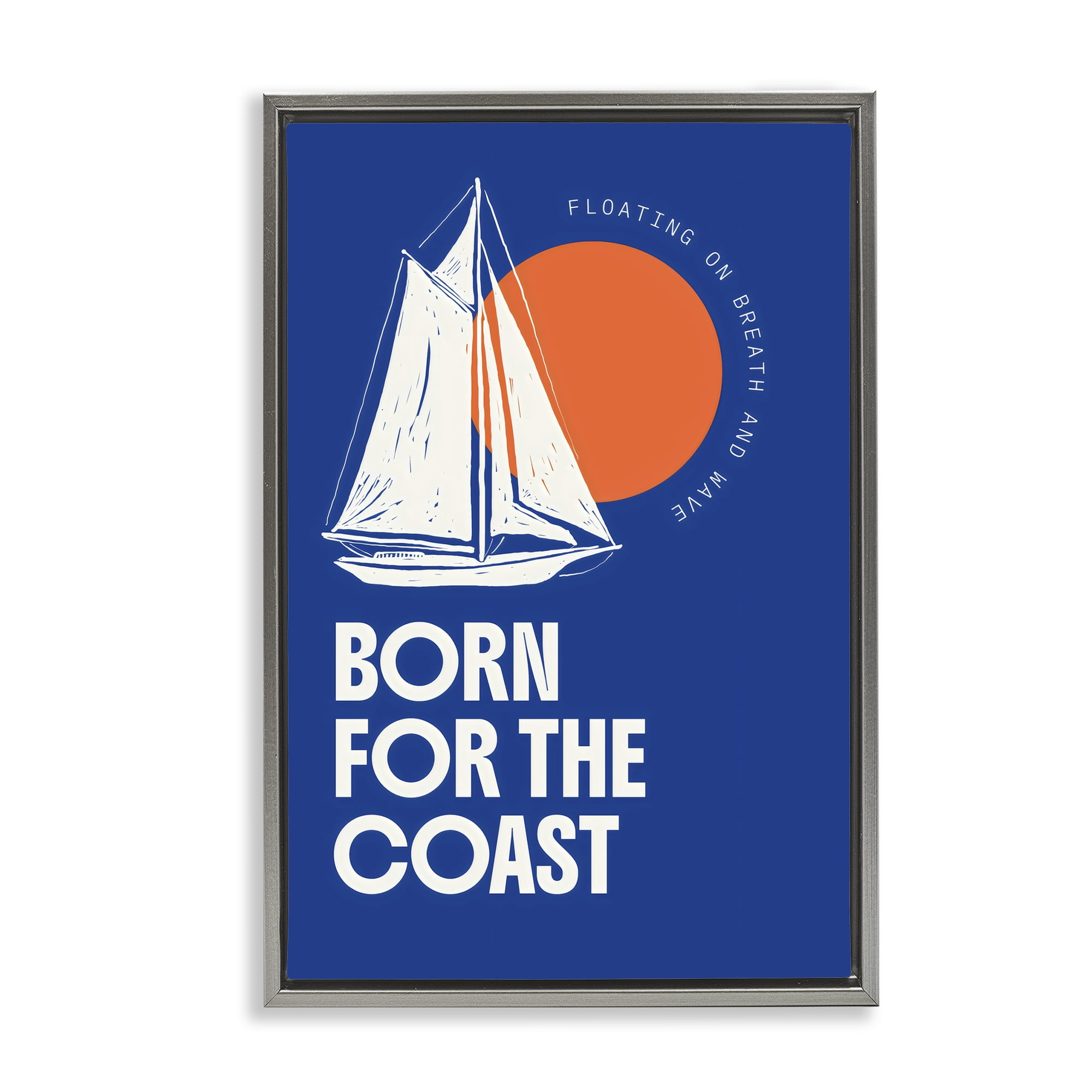 Stupell Industries Born For The Coast Gray Framed Floater Canvas Wall Art, design by Creative Studio