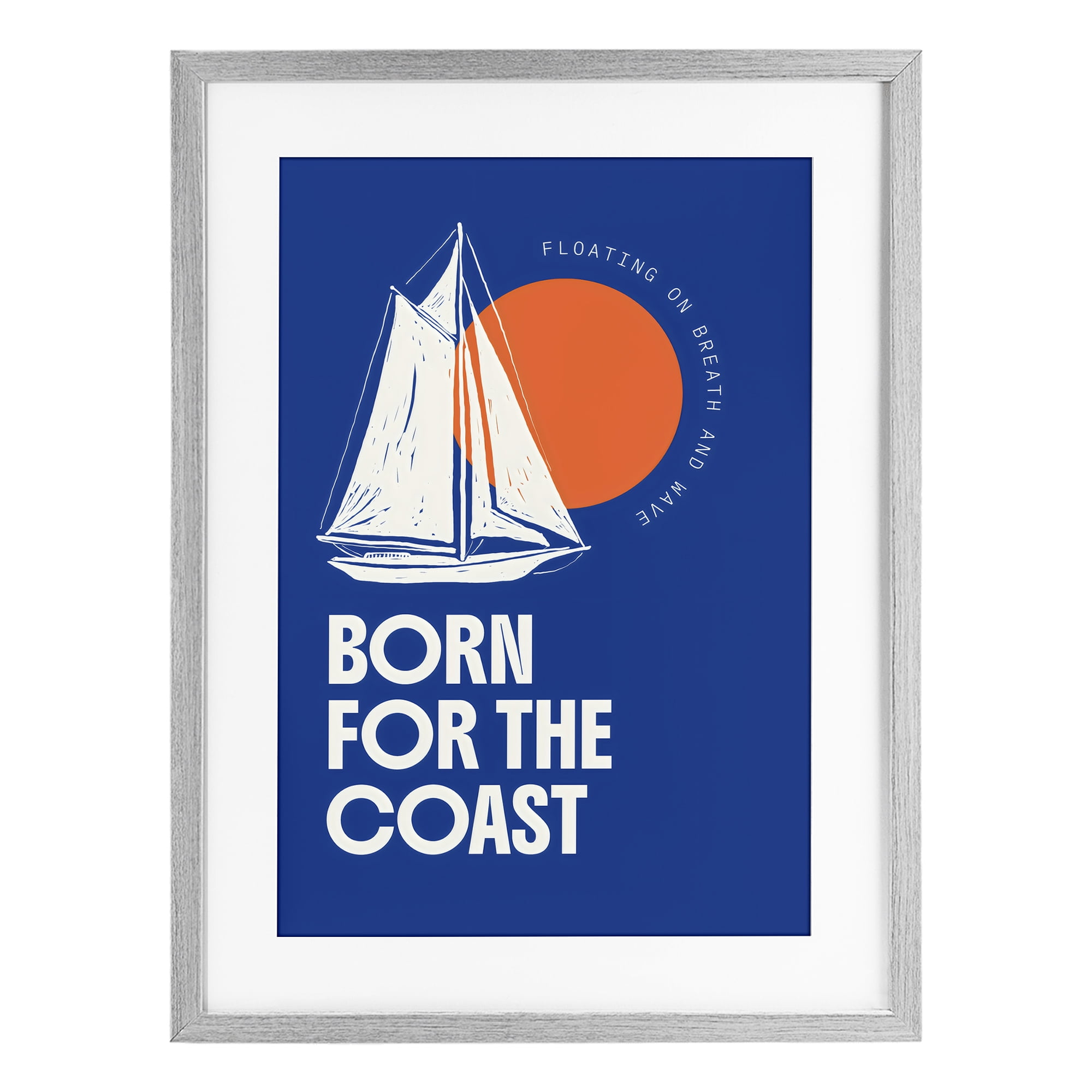 Stupell Industries Born For The Coast Gray Framed Print Under Glass, design by Creative Studio