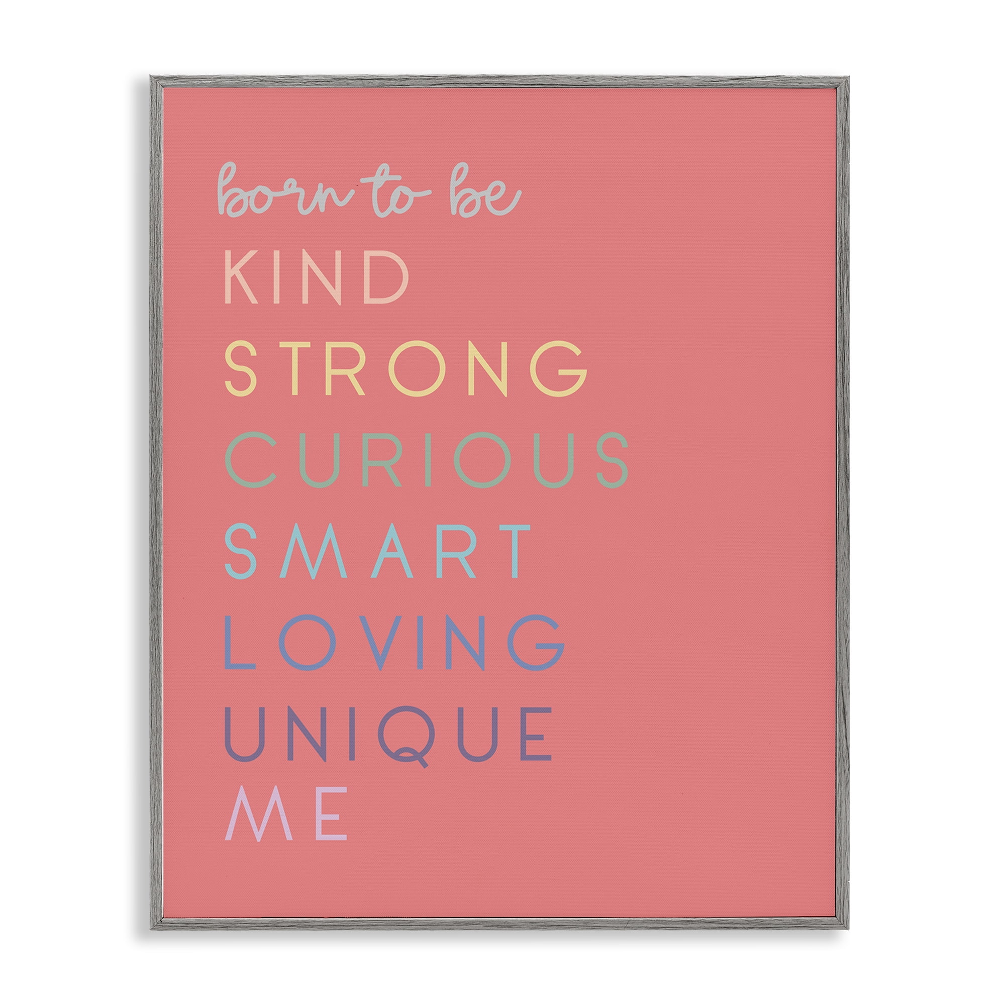 Stupell Industries Born To Be Adjectives Gray Framed Giclee Art, design by Anna Quach