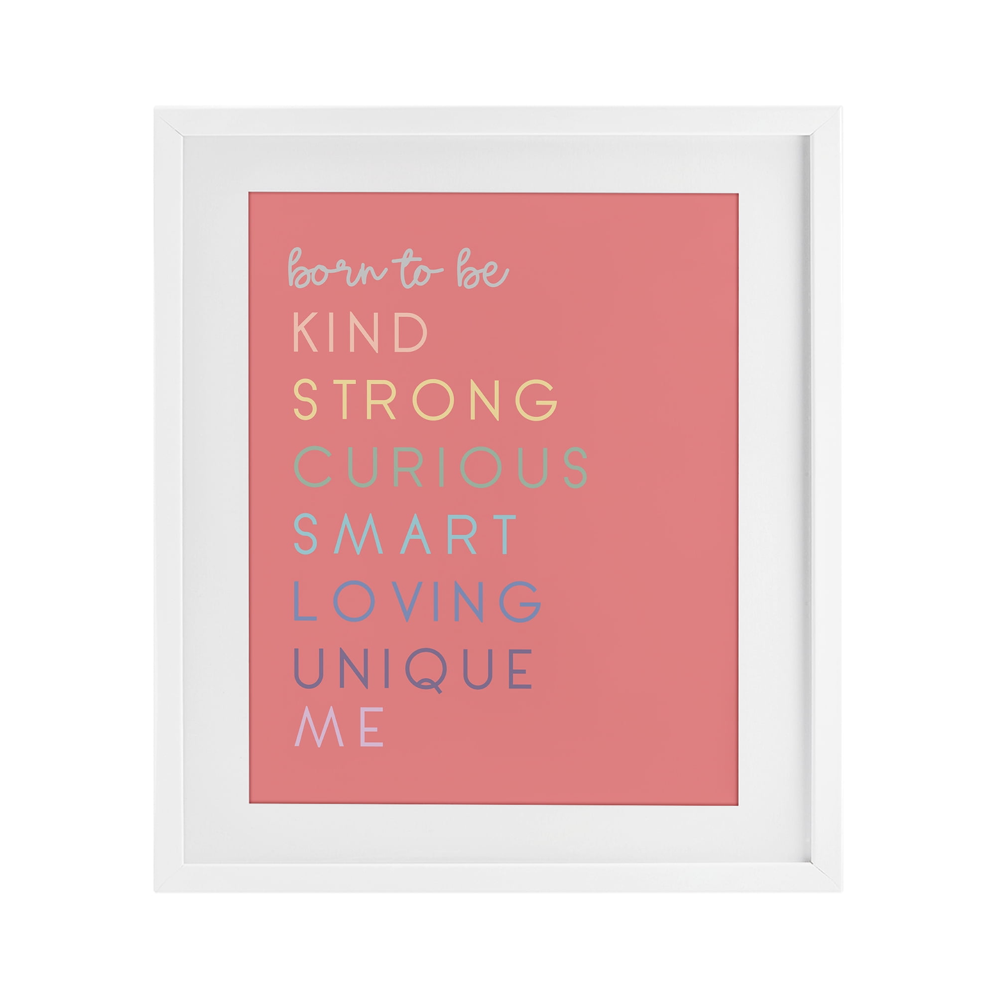 Stupell Industries Born To Be Adjectives White Framed Print Under Glass, design by Anna Quach