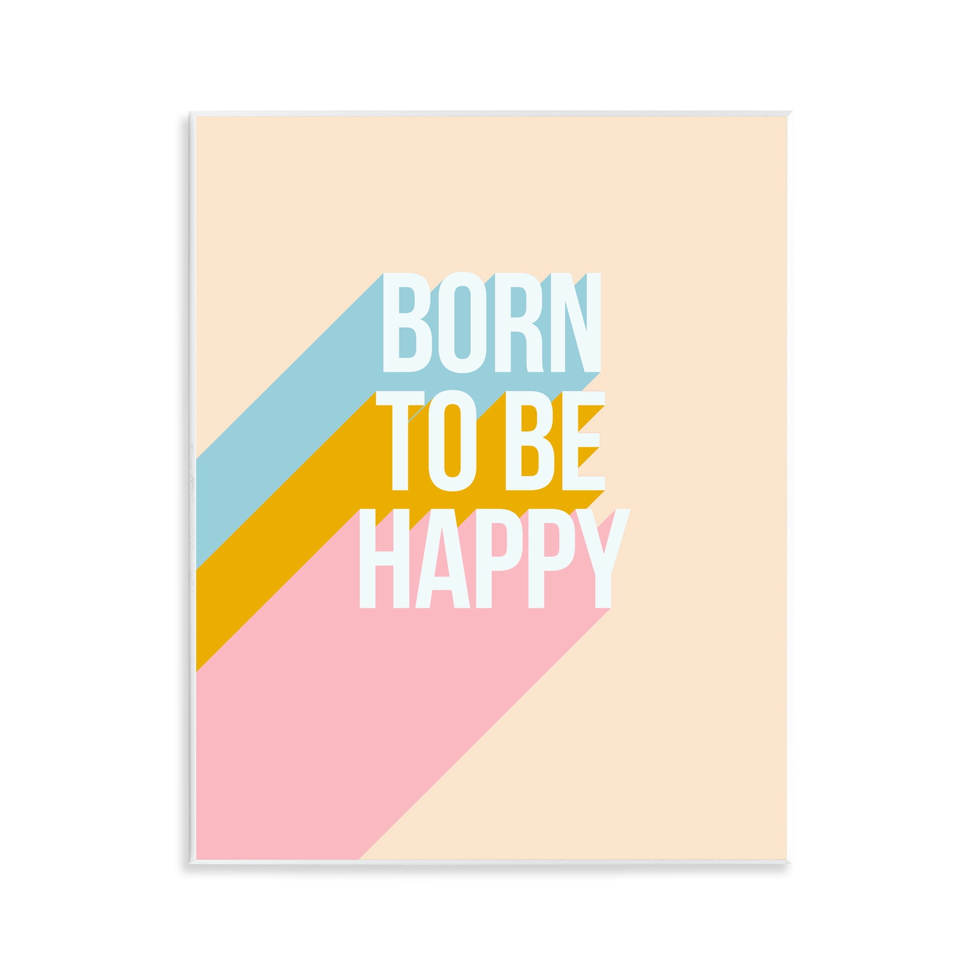 Stupell Industries Born To Be Happy Pastel Text & Numbers Painting Unframed Art Print Wall Art, 11 x 14