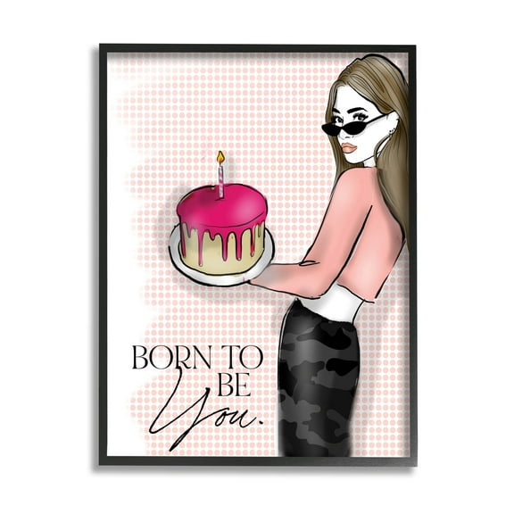 Stupell Industries Born To Be You Patterned Graphic Art Black Framed Art Print Wall Art, Design by Alison Petrie