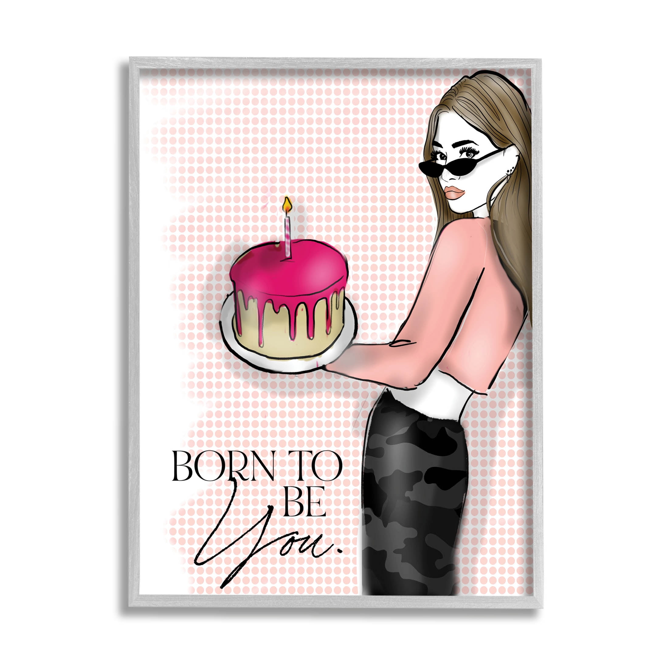 Stupell Industries Born To Be You Patterned Graphic Art Gray Framed Art Print Wall Art, Design by Alison Petrie