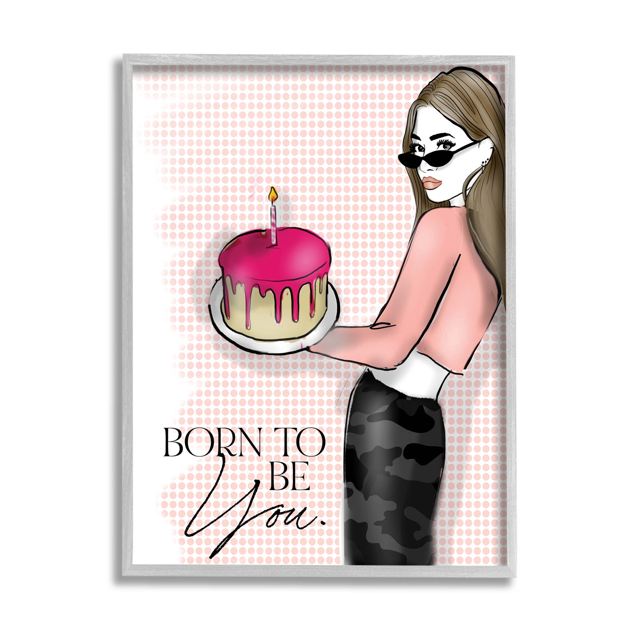 Stupell Industries Born To Be You Patterned Graphic Art Gray Framed Art Print Wall Art, Design by Alison Petrie