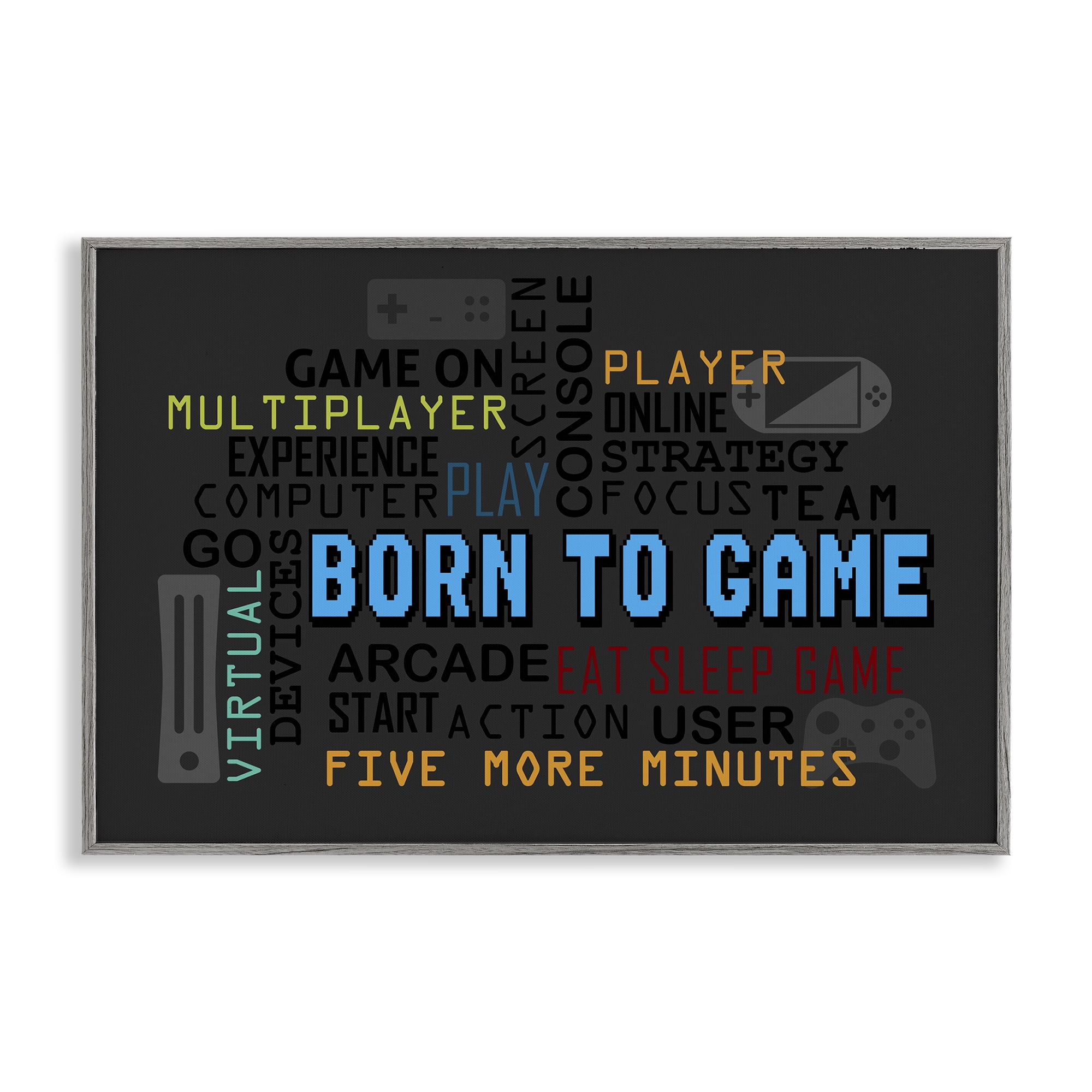 Stupell Industries Born To Game Arcade Gray Framed Giclee Art, design by Kim Allen