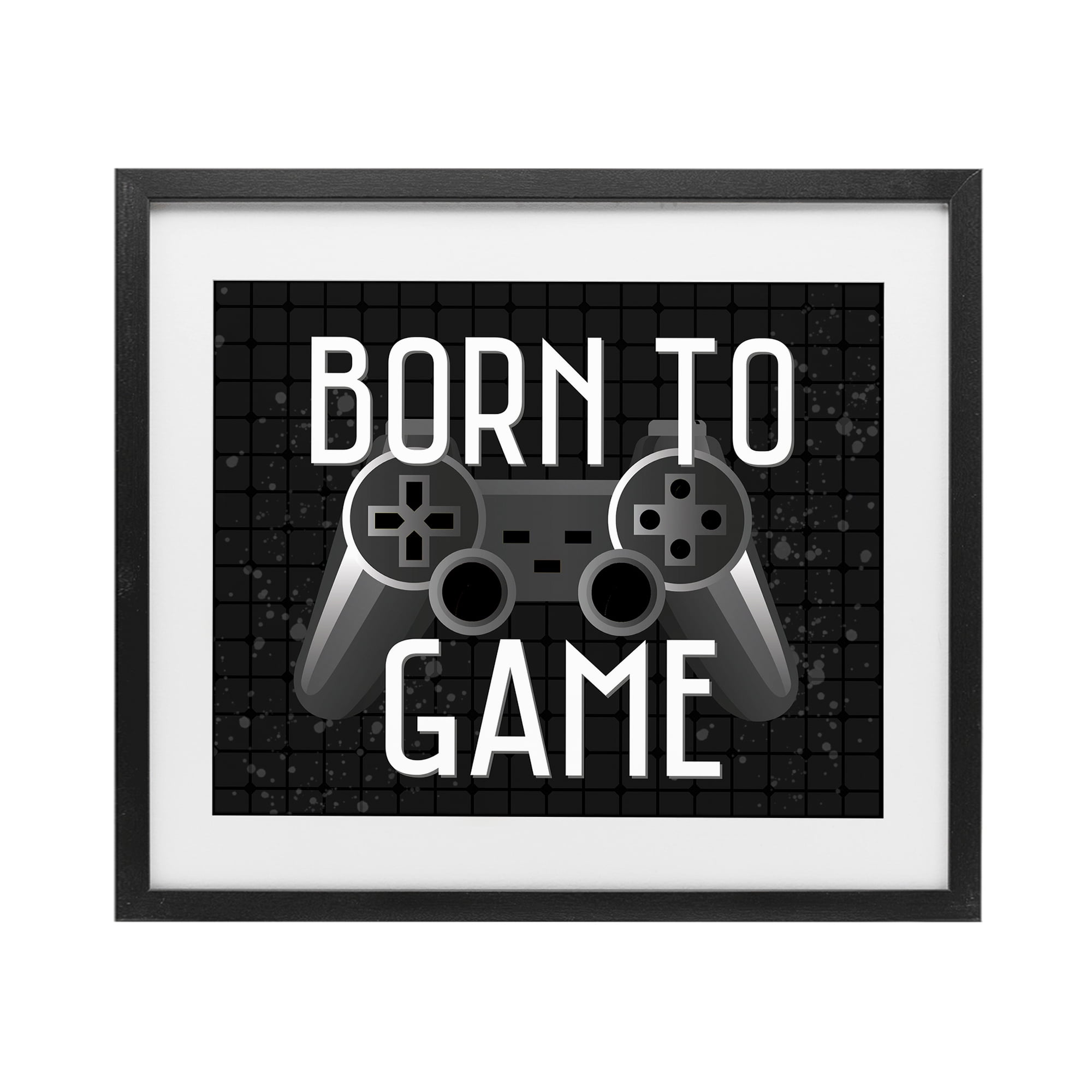 Stupell Industries Born To Game Retro Black Framed Print Under Glass, design by Kim Allen