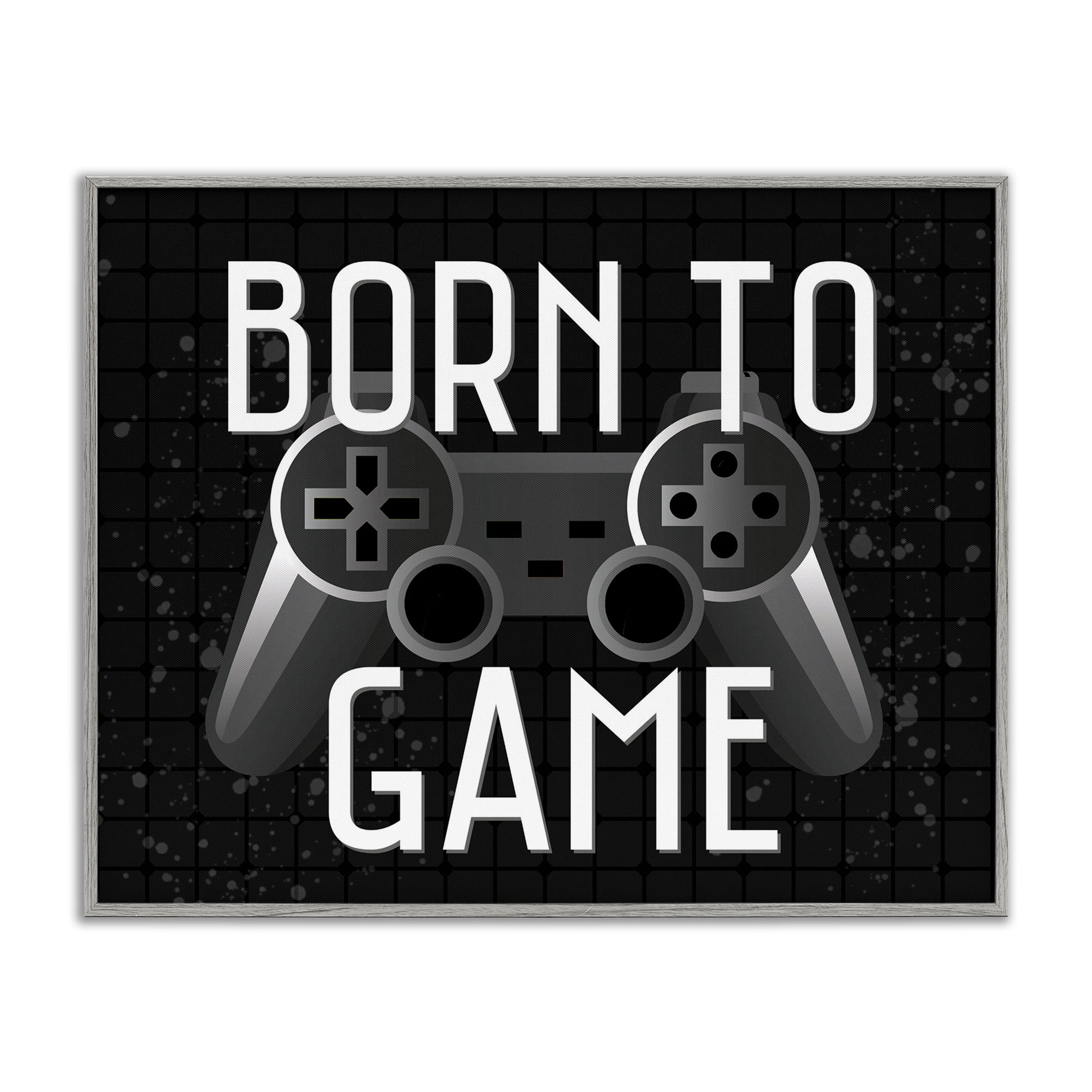 Stupell Industries Born To Game Retro Gray Framed Giclee Art, design by Kim Allen