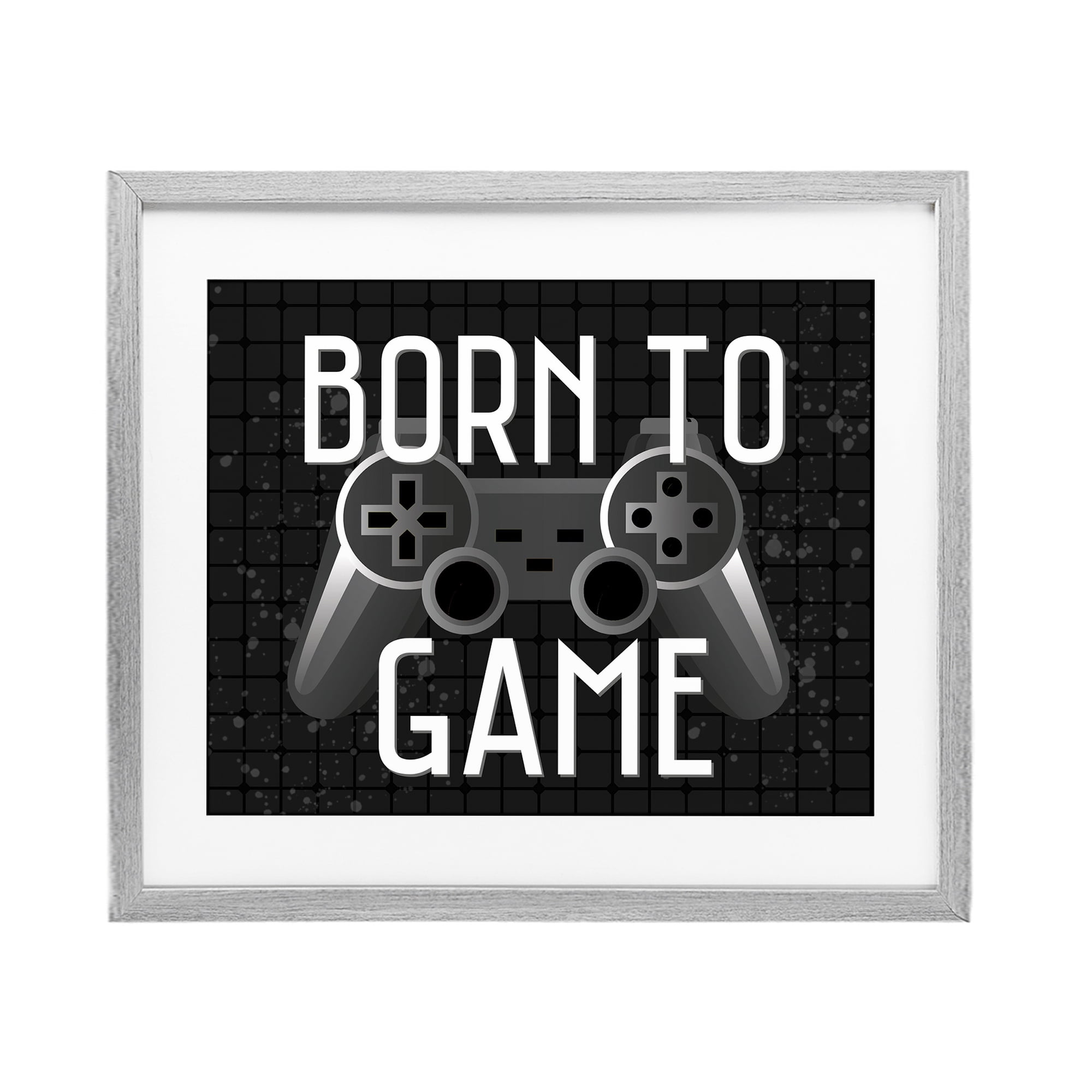 Stupell Industries Born To Game Retro Gray Framed Print Under Glass, design by Kim Allen