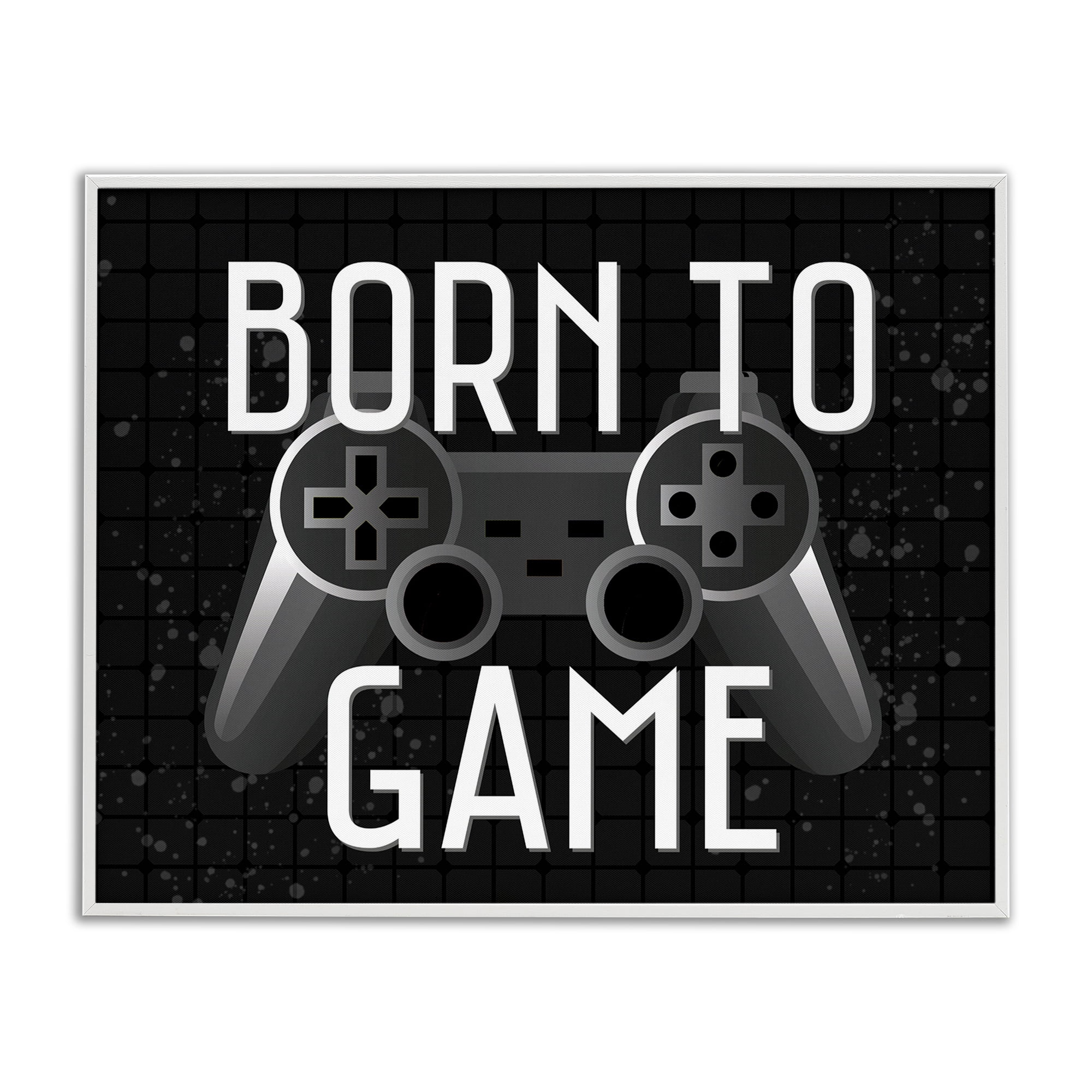 Stupell Industries Born To Game Retro White Framed Giclee Art, design by Kim Allen