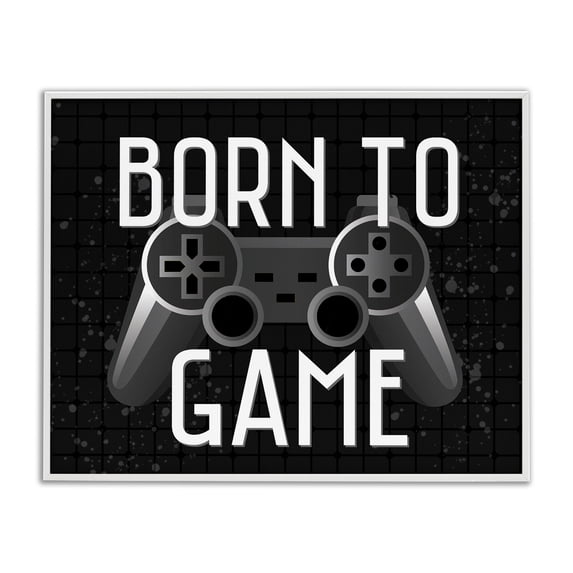 Stupell Industries Contemporary Born To Game Retro White Framed Giclee Art, 14 x 11, by Kim Allen