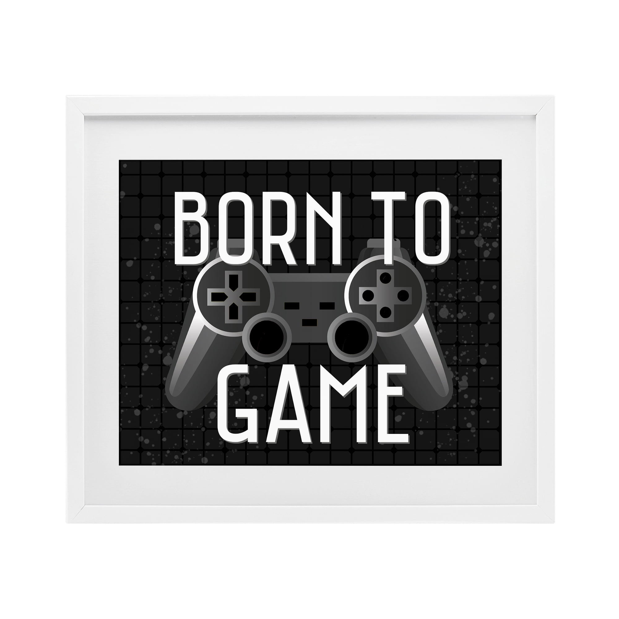 Stupell Industries Born To Game Retro White Framed Print Under Glass, design by Kim Allen