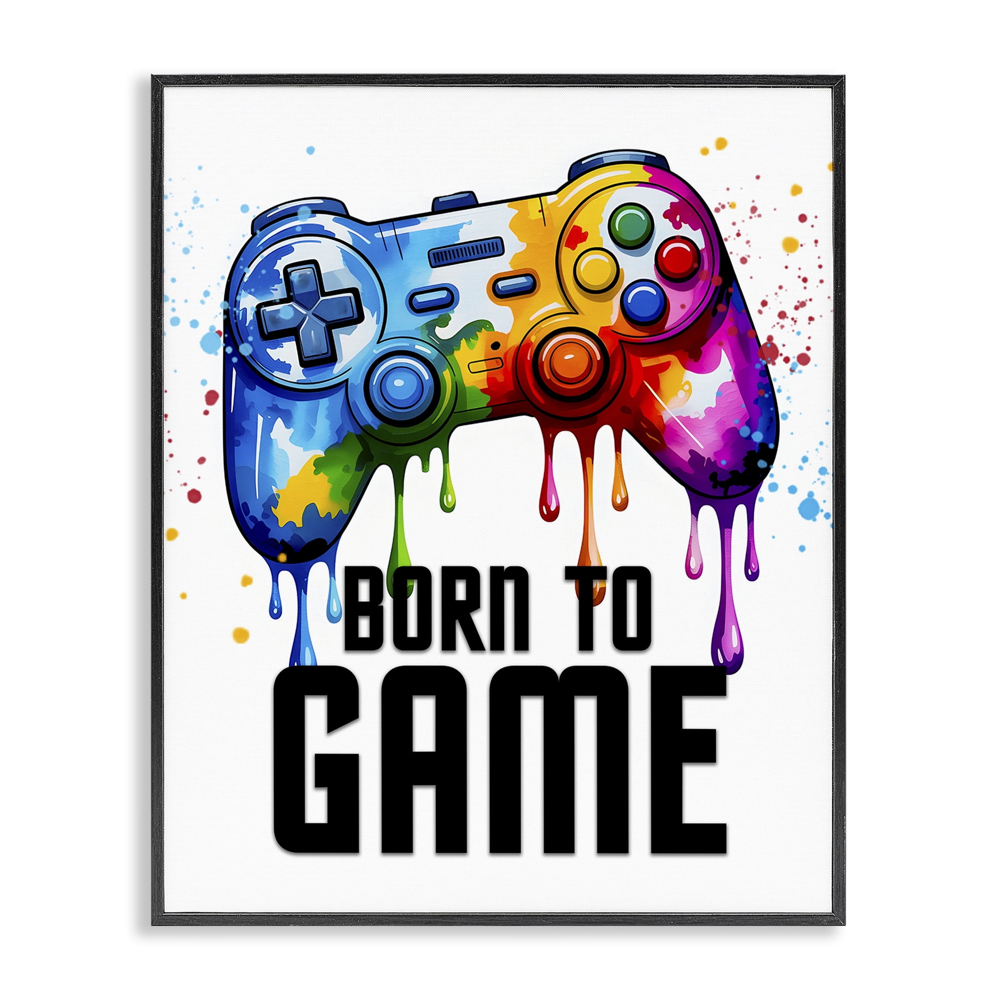 Stupell Industries Born To Game Splash Black Framed Giclee Art, design by Kim Allen