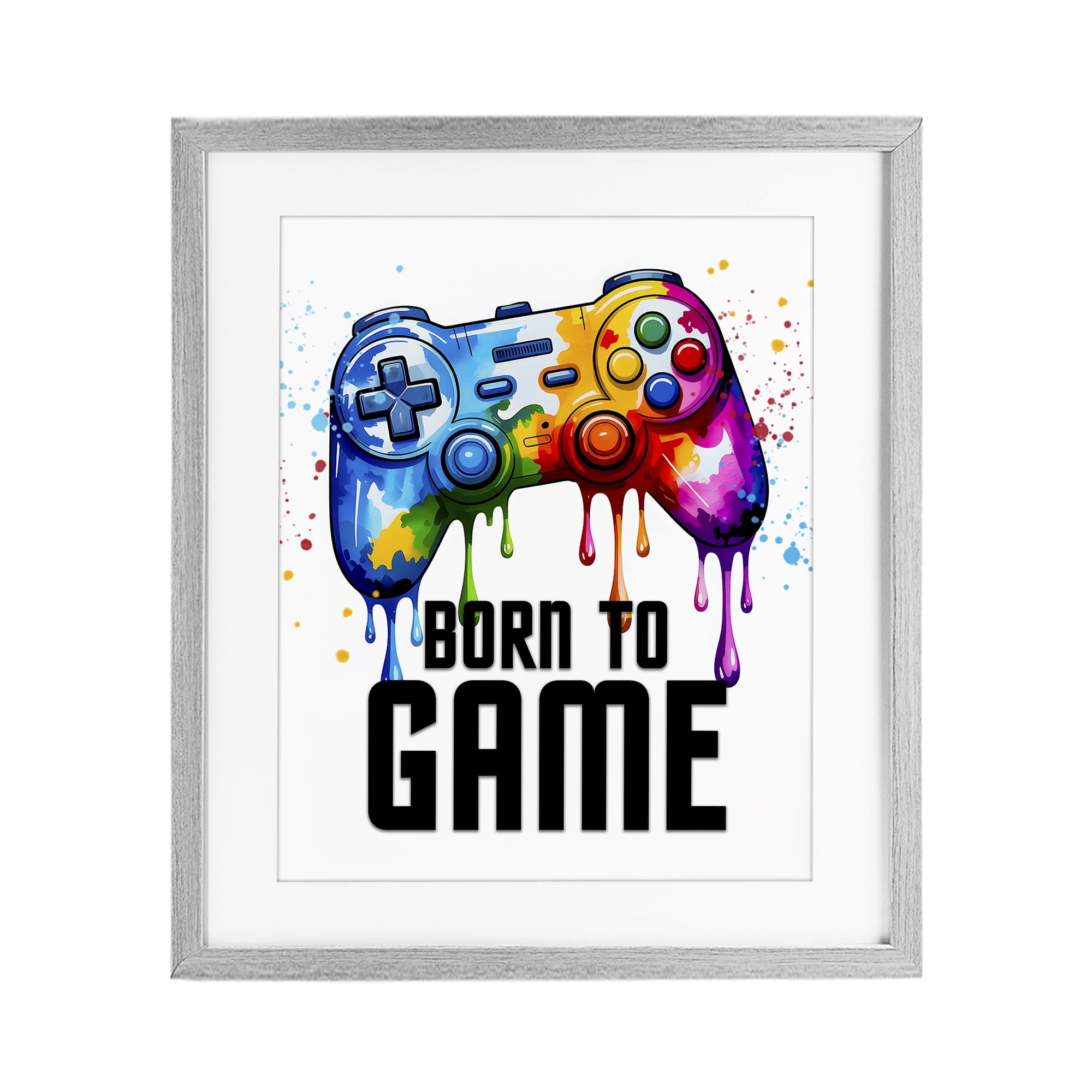 Stupell Industries Born To Game Splash Gray Framed Print Under Glass, design by Kim Allen