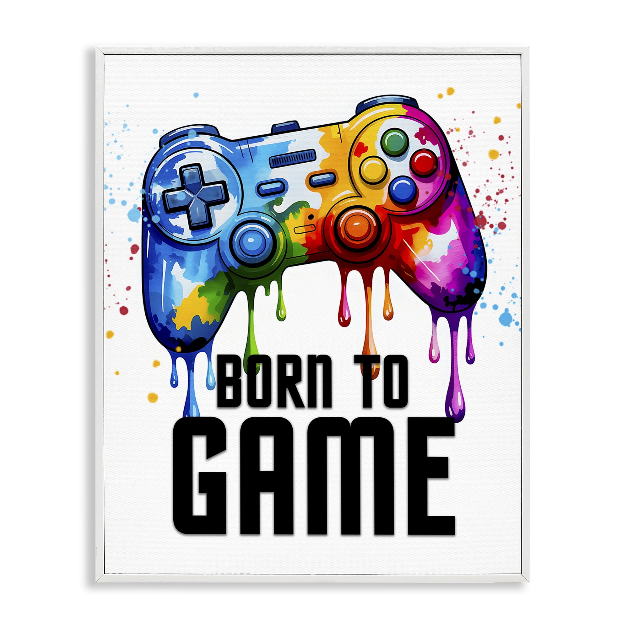 Stupell Industries Born To Game Splash White Framed Giclee Art, design by Kim Allen