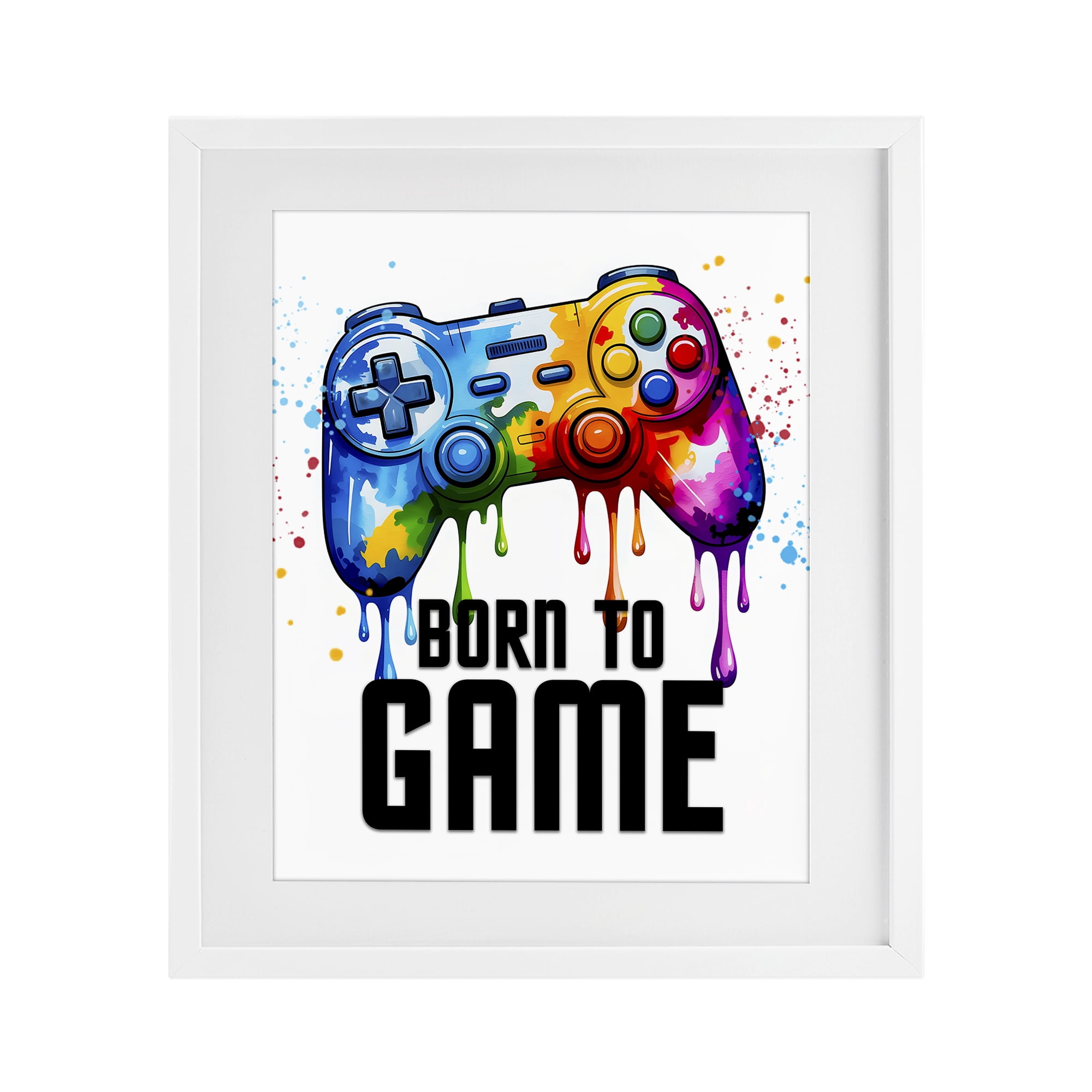 Stupell Industries Born To Game Splash White Framed Print Under Glass, design by Kim Allen