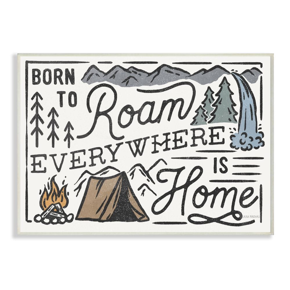 Born to Roam Forest Nature Words Wood Wall Plaque