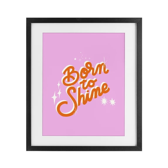 Stupell Industries Eclectic Born To Shine on Pink Black Framed Print Under Glass, 13 x 16, by Indira Prieto | IndySign