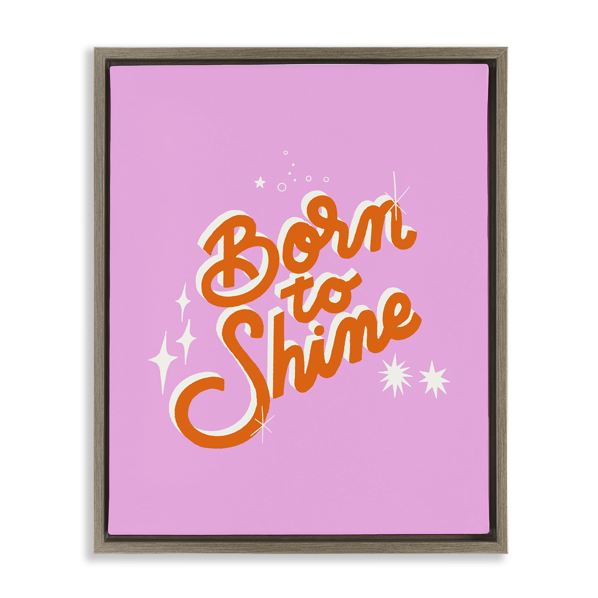 Stupell Industries Born To Shine on Pink Brown Framed Floater Canvas Wall Art, design by Indira Prieto | IndySign