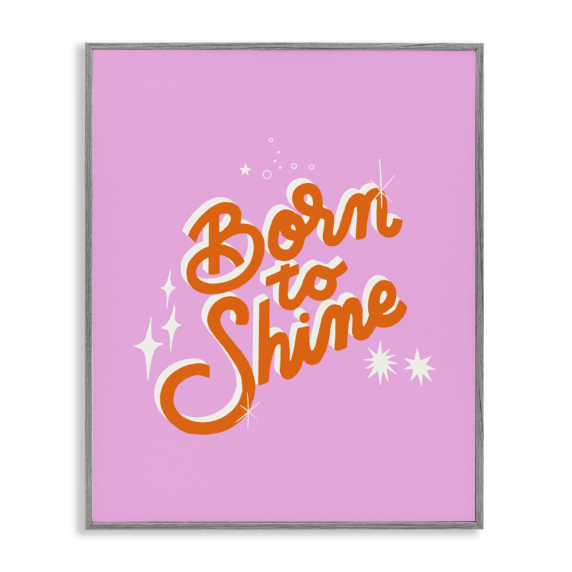 Stupell Industries Born To Shine on Pink Gray Framed Giclee Art, design by Indira Prieto | IndySign