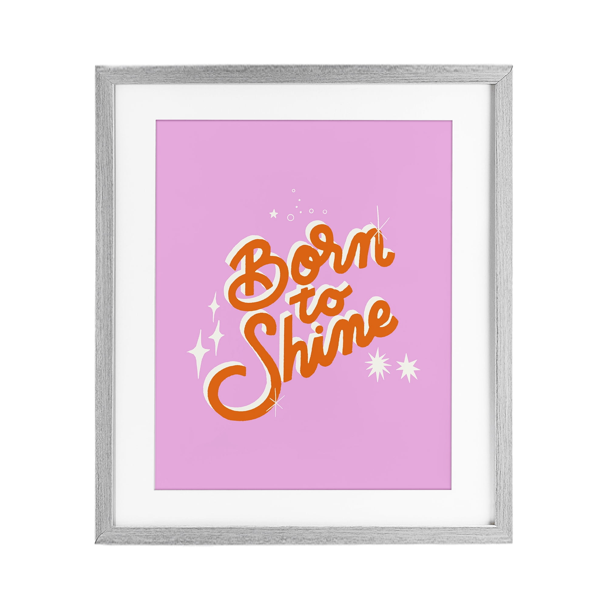 Stupell Industries Born To Shine on Pink Gray Framed Print Under Glass, design by Indira Prieto | IndySign