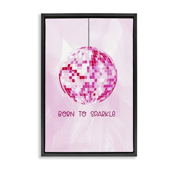 Stupell Industries Born To Sparkle Disco Typography Painting Black Floater Framed Art Print Wall Art, 17 x 25
