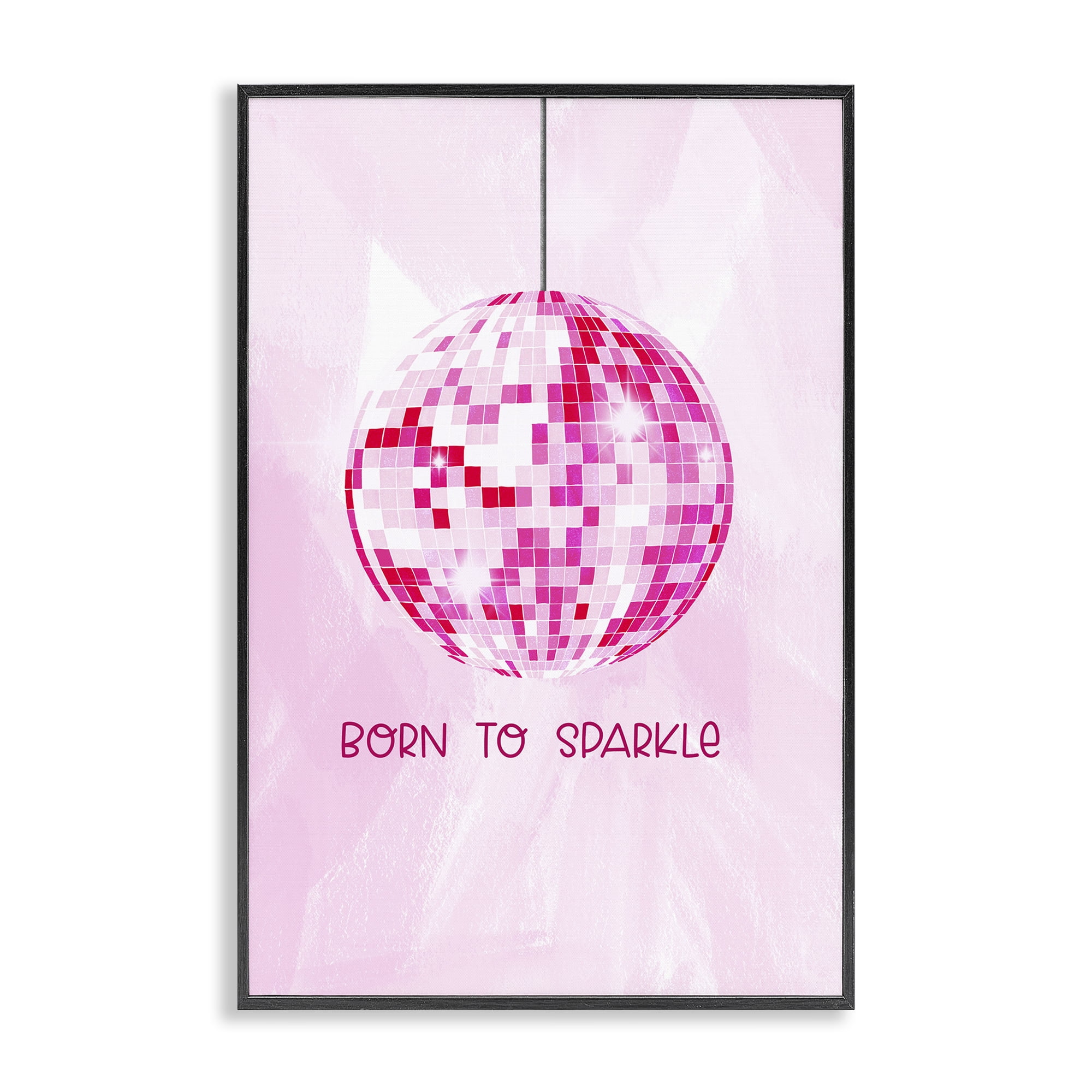 Stupell Industries Born To Sparkle Disco Typography Painting Black Framed Art Print Wall Art, 16 x 24
